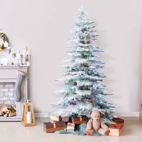 6.5-Ft. Flocked Pine Valley Christmas Tree with Dual Multicolor & Warm White LED Lights