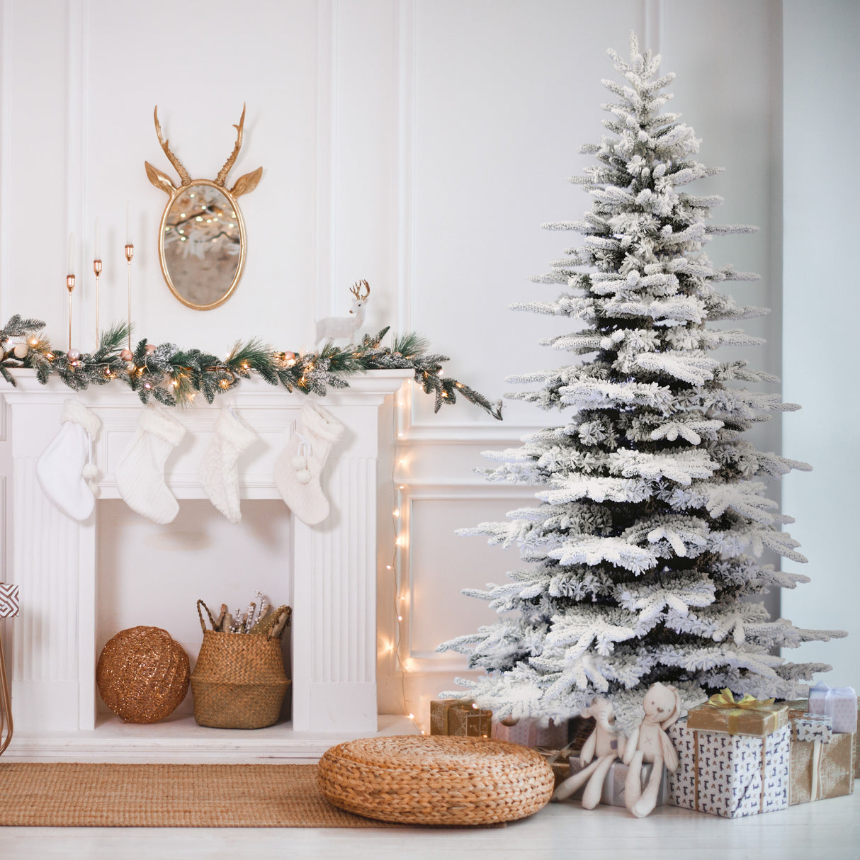 9-Ft. Flocked Pine Valley Christmas Tree