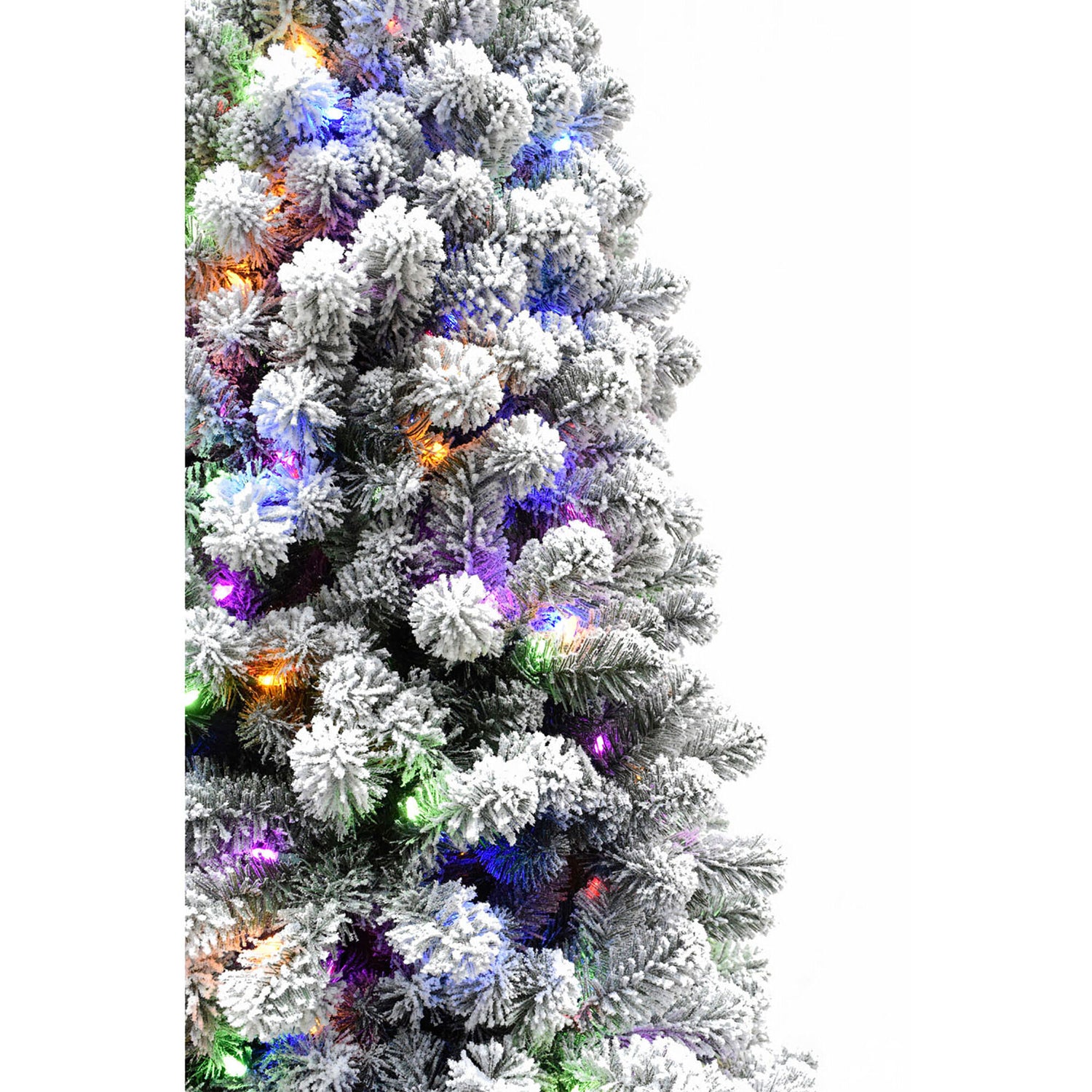 7.5-Ft. Flocked Silverton Fir Christmas Tree with Dual Multicolor & Warm White LED Lights