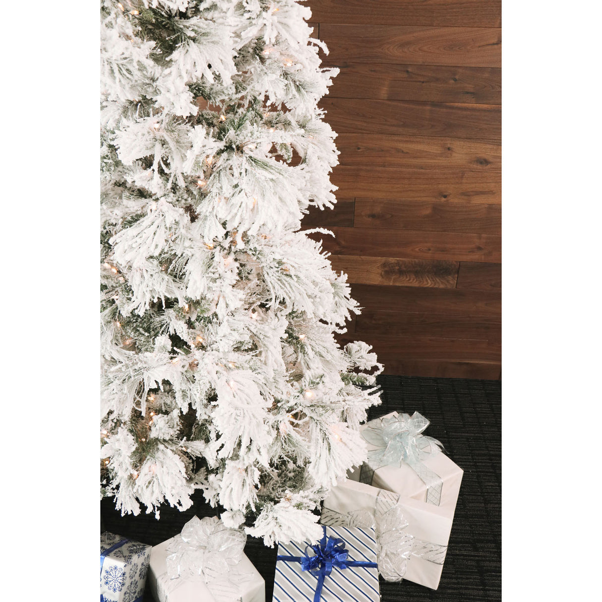 6.5-Ft. Flocked Snowy Pine Christmas Tree with Warm White LED Lights