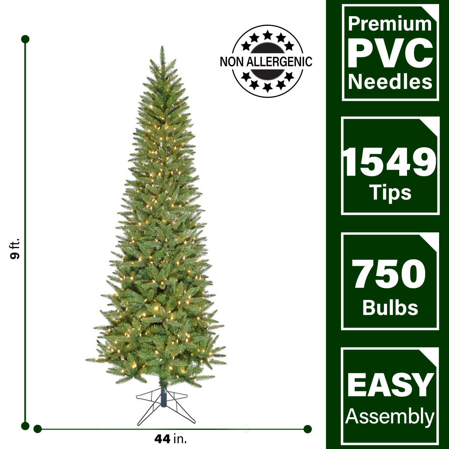 9-Ft. Winter Falls Slim-Silhouette Christmas Tree with 8-Function Warm White LED Lighting and EZ Connect