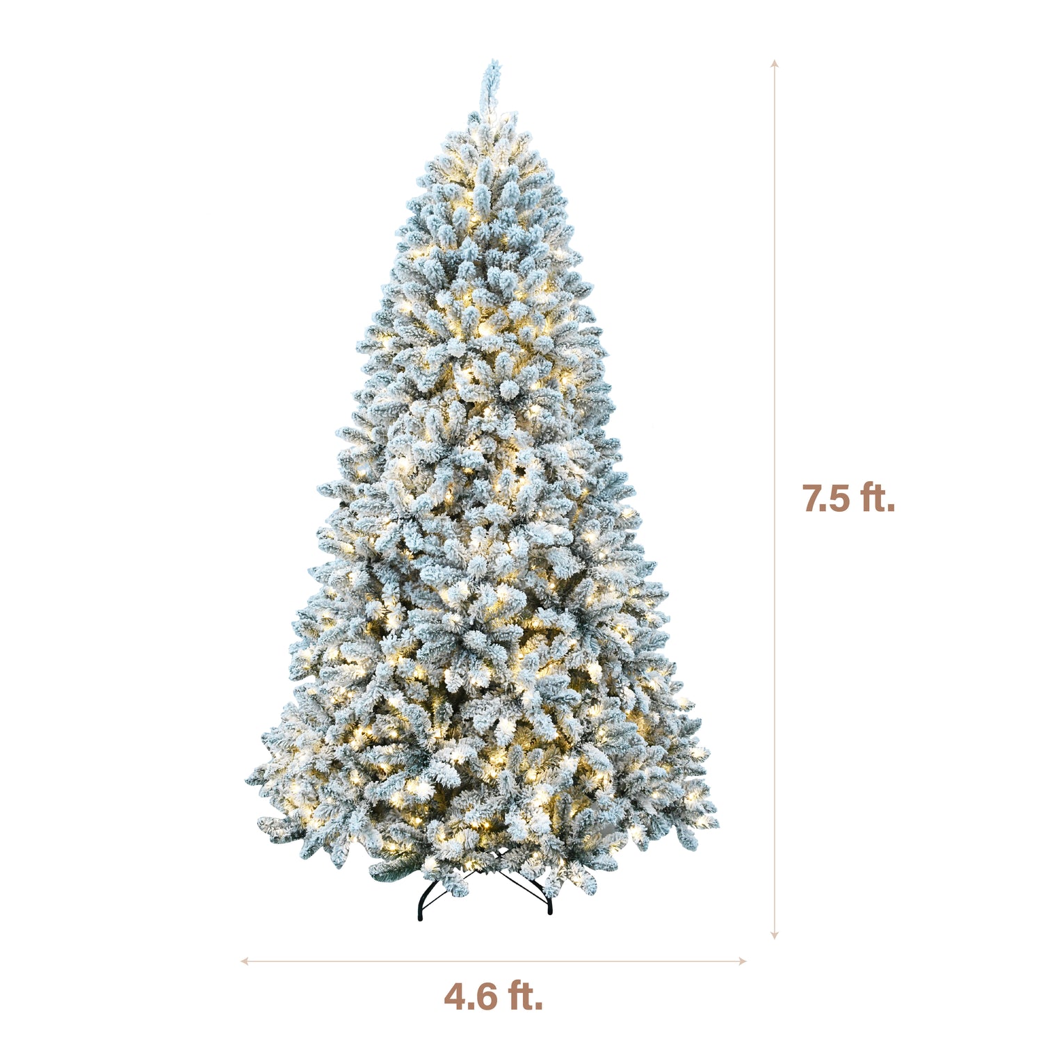 7.5-Ft. Flocked Winter Snow Pine Christmas Tree with Warm White LED Lighting