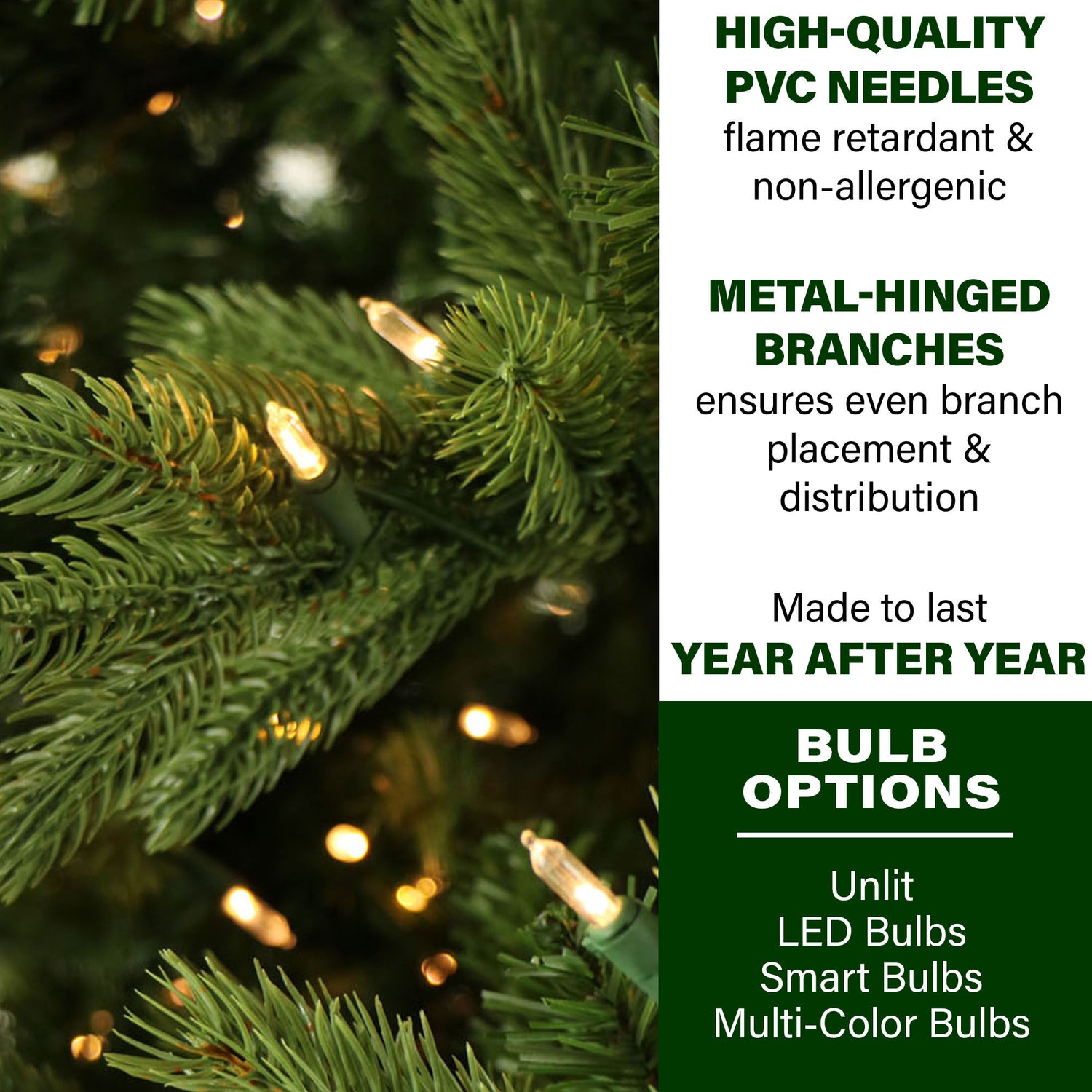 7.5-Ft. Woodside Pine Christmas Tree with White Incandescent Smart Lights