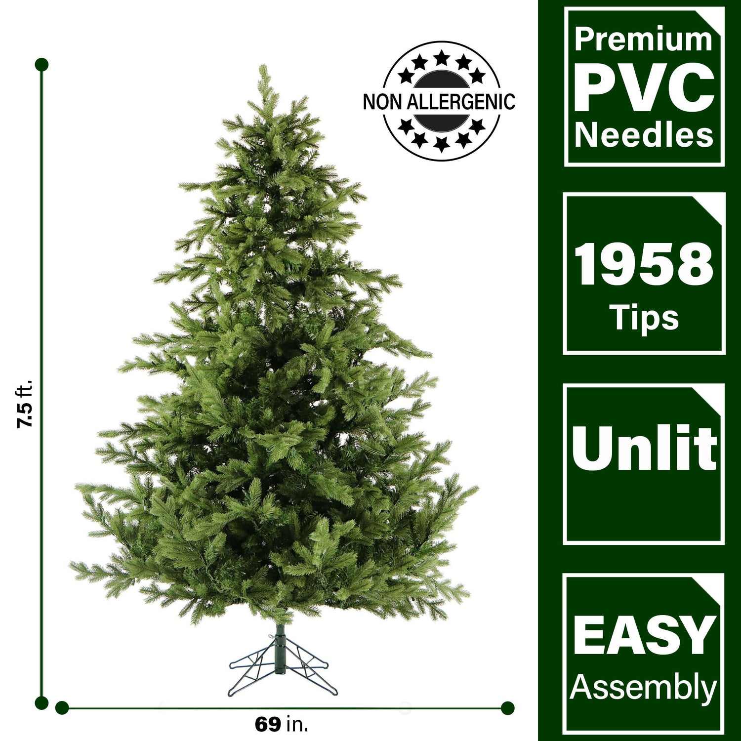 7.5-Ft. Woodside Pine Christmas Tree with White Incandescent Smart Lights