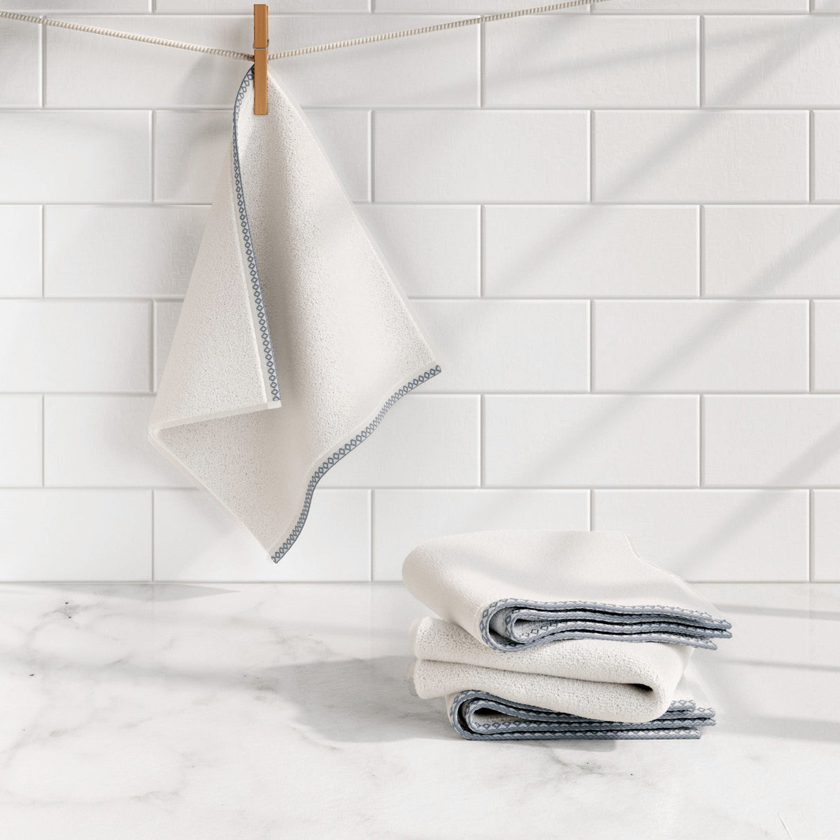 Cotton Border-Stitched 6-Piece Towel Set - Valery Collection