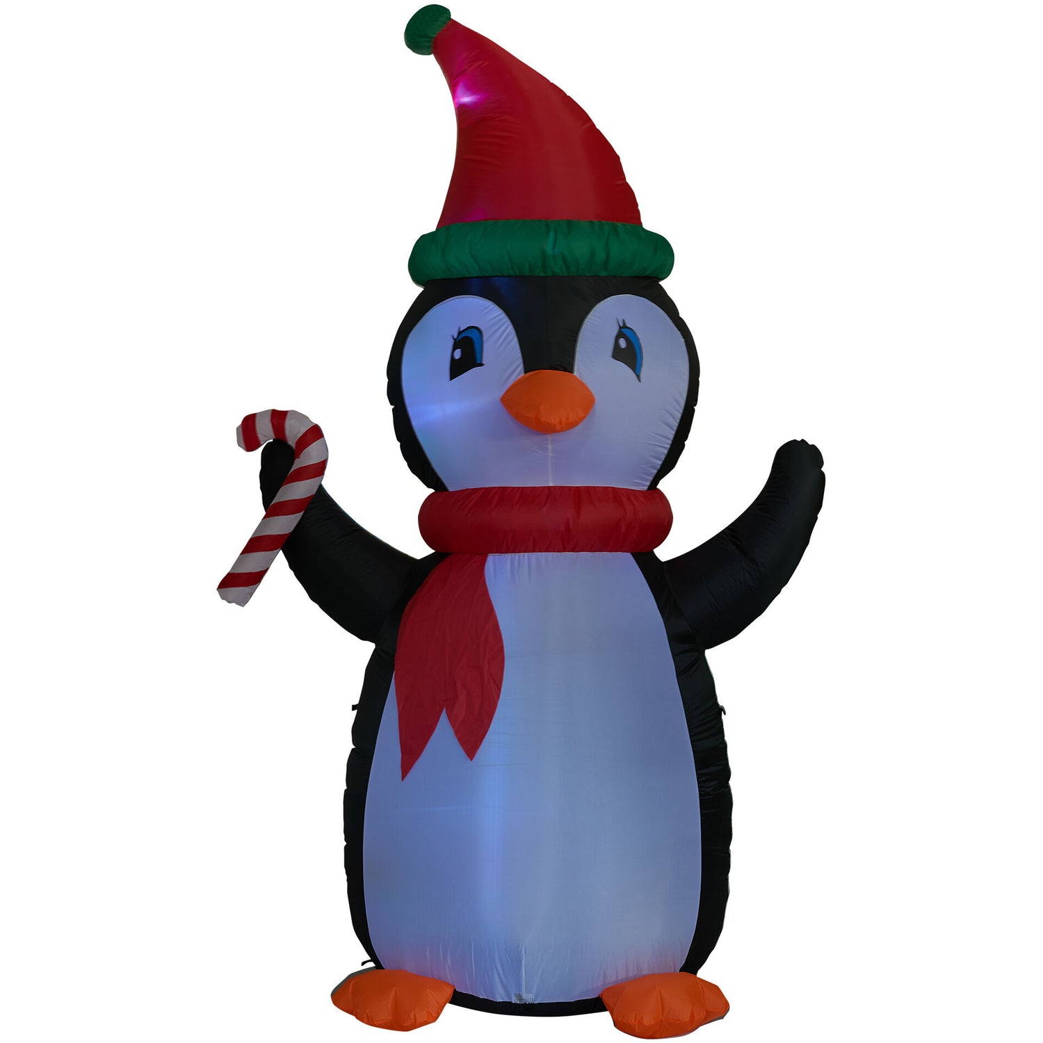 10-Ft. Tall Penguin with Candy Cane, Outdoor Blow-Up Christmas Inflatable with RGB Lights and Storage Bag