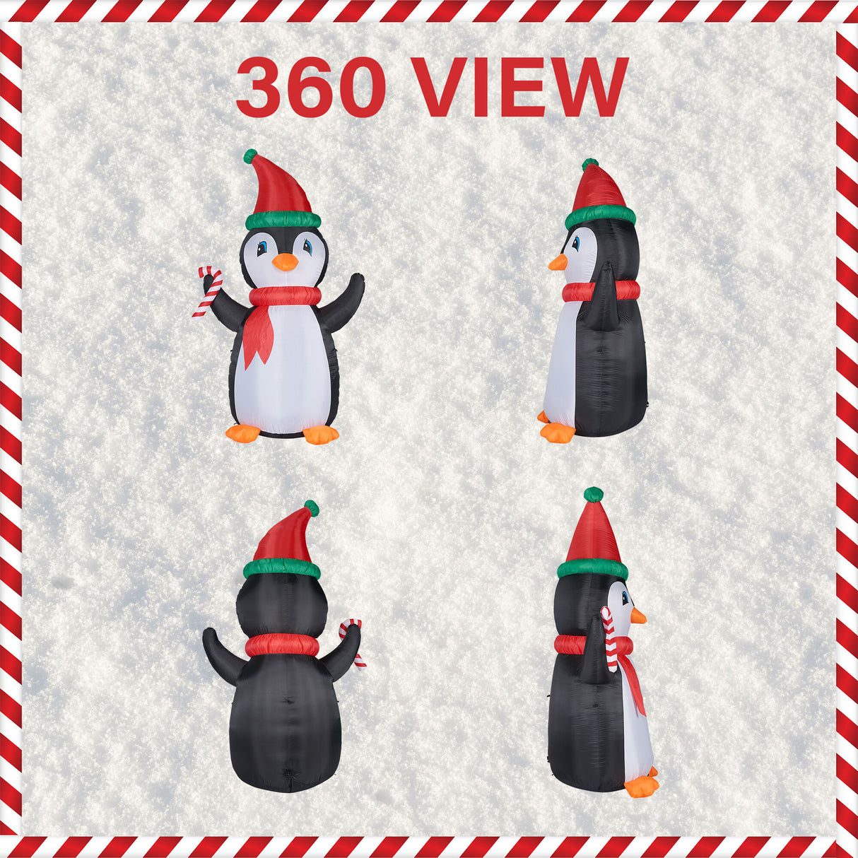 10-Ft. Tall Penguin with Candy Cane, Outdoor Blow-Up Christmas Inflatable with RGB Lights and Storage Bag