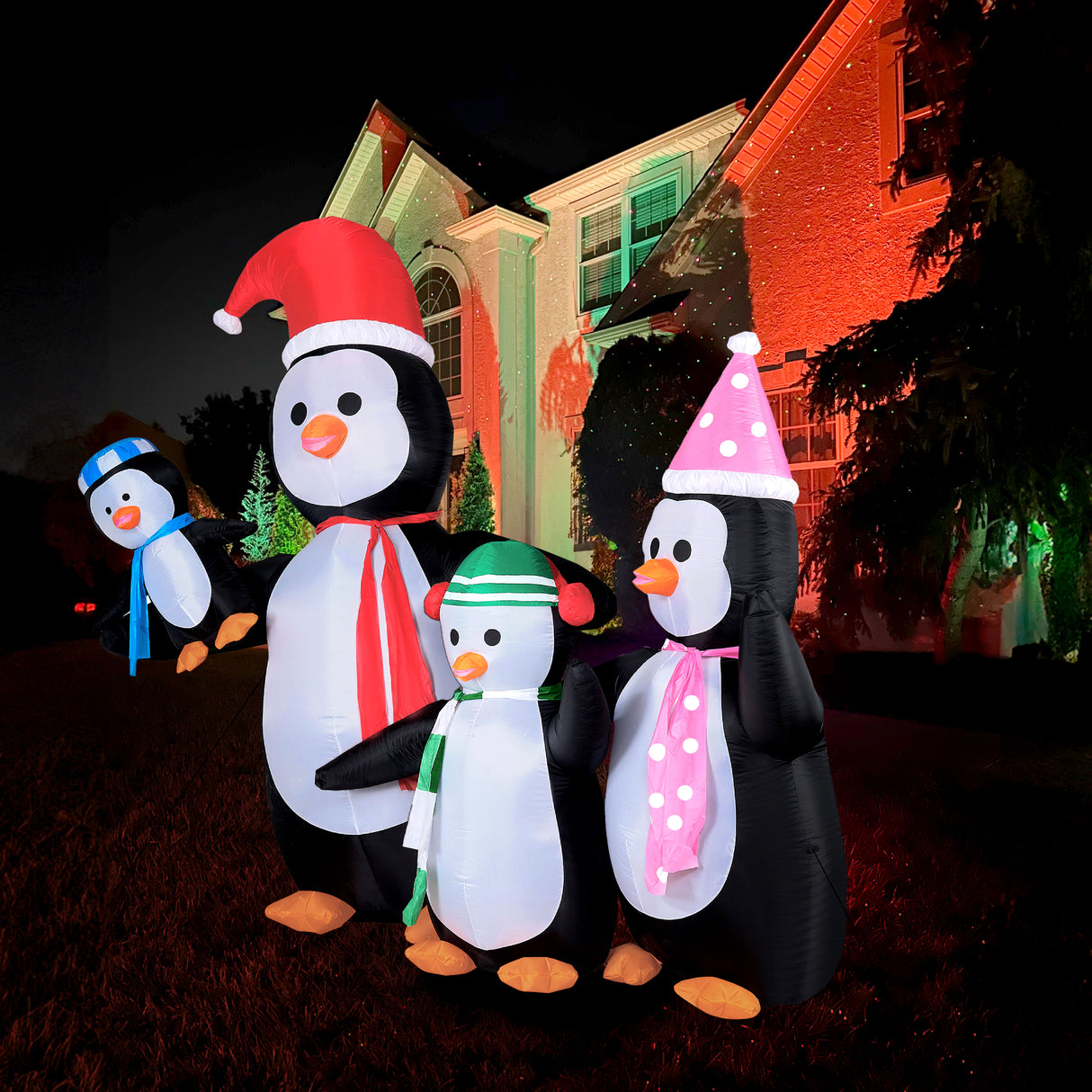 10-Ft. Tall Penguin Family, Outdoor Blow-Up Christmas Inflatable with Lights and Storage Bag