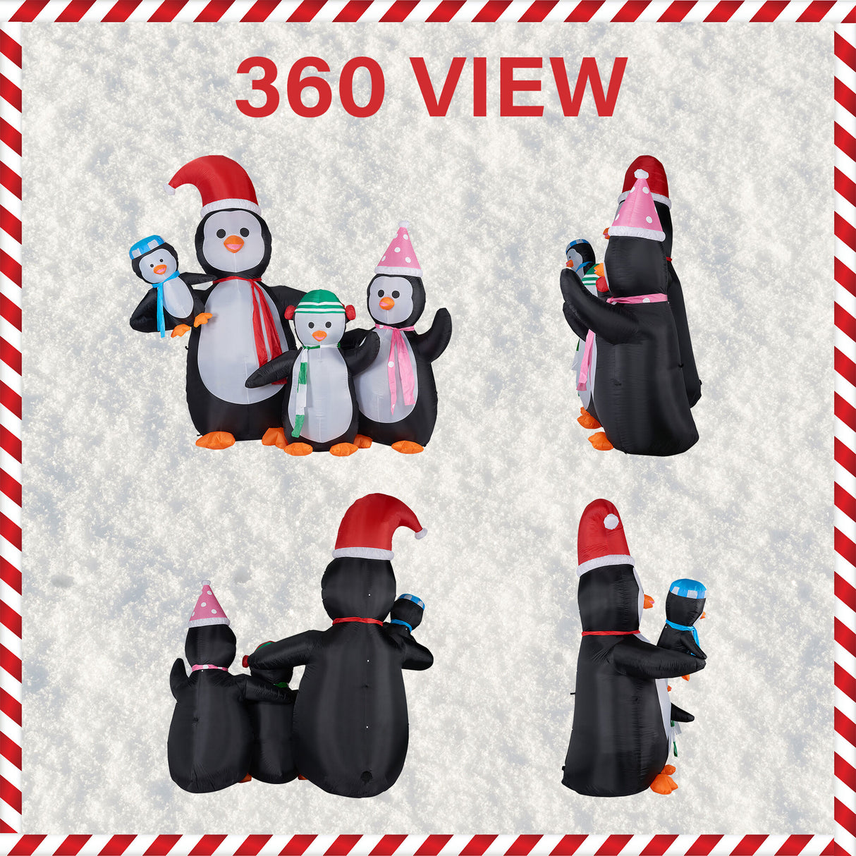 10-Ft. Tall Penguin Family, Outdoor Blow-Up Christmas Inflatable with Lights and Storage Bag