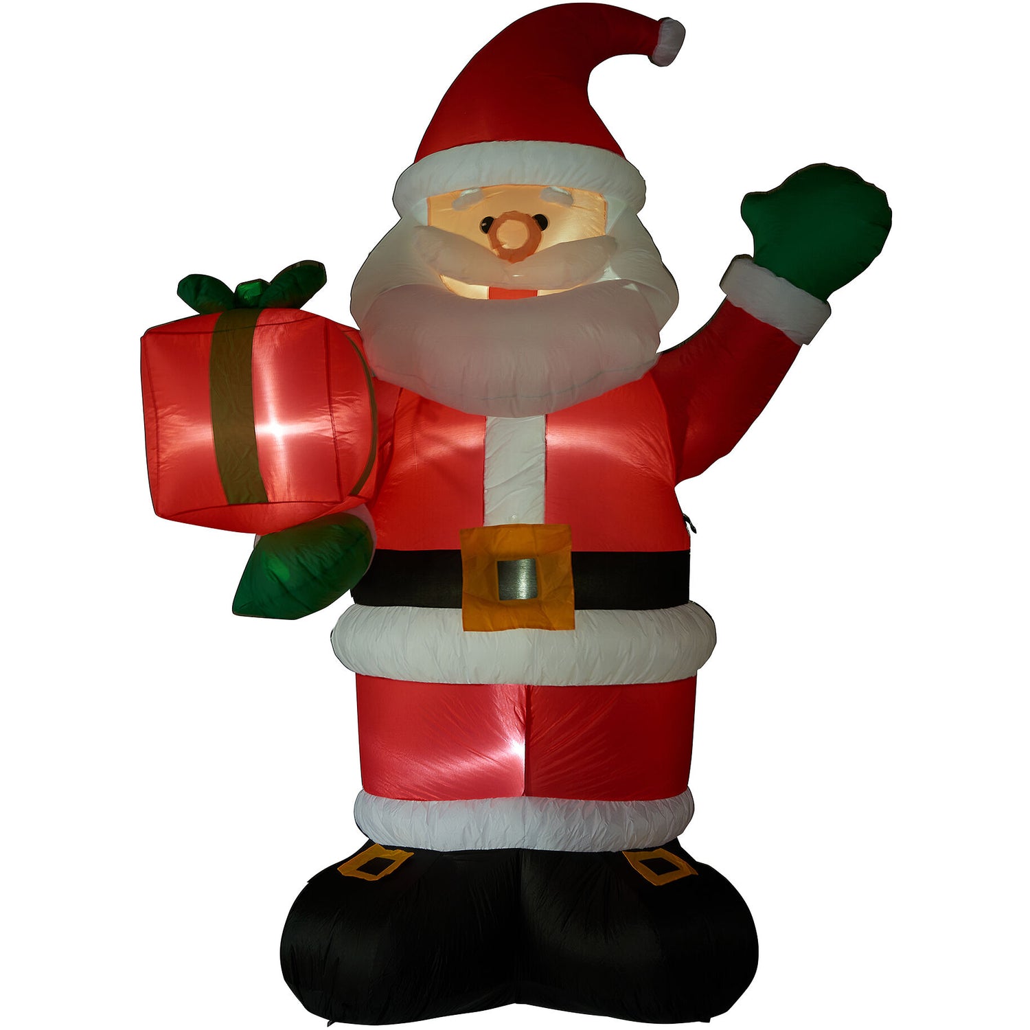 10-Ft; Tall Santa Claus Holding Gift, Outdoor Blow-Up Christmas Inflatable with Lights and Storage Bag
