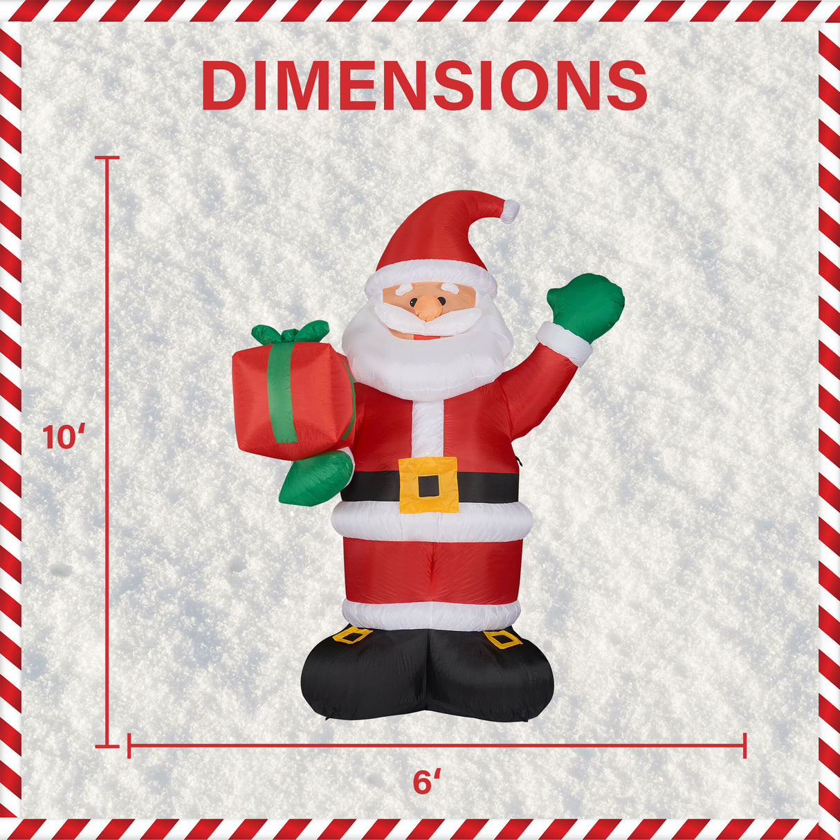 10-Ft; Tall Santa Claus Holding Gift, Outdoor Blow-Up Christmas Inflatable with Lights and Storage Bag