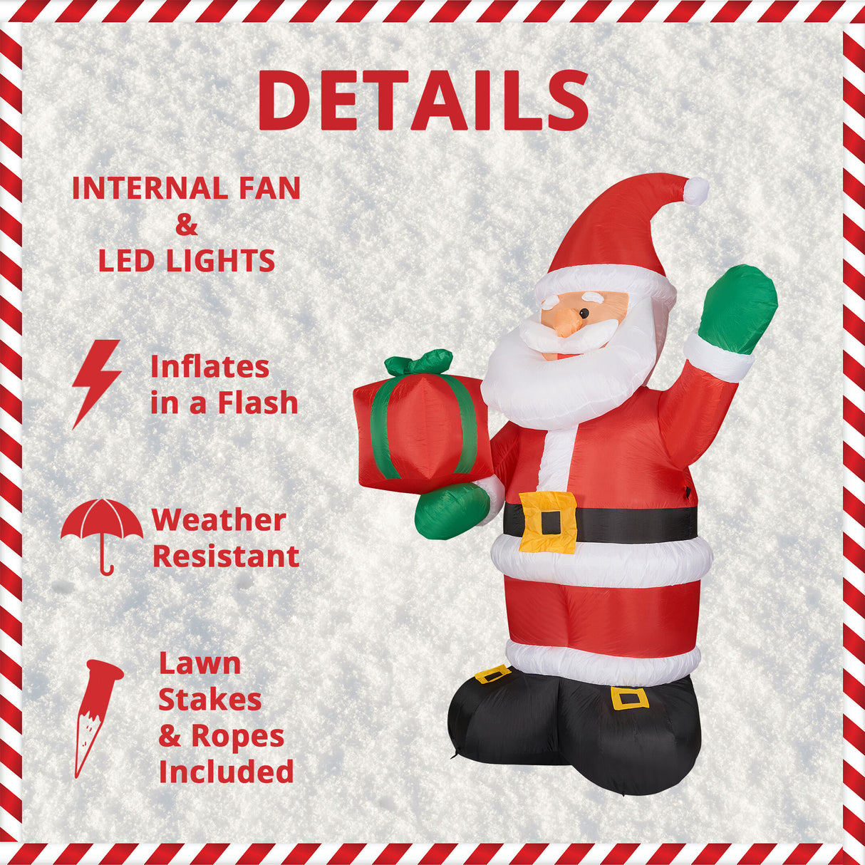 10-Ft; Tall Santa Claus Holding Gift, Outdoor Blow-Up Christmas Inflatable with Lights and Storage Bag