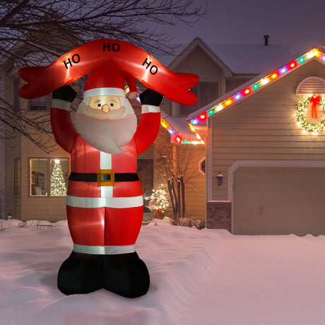 10-Ft.-Tall-Santa-Holding-HO-HO-HO-Sign,-Outdoor-Blow-Up-Christmas-Inflatable-with-Lights-and-Storage-Bag-Christmas-Lawn-Decor
