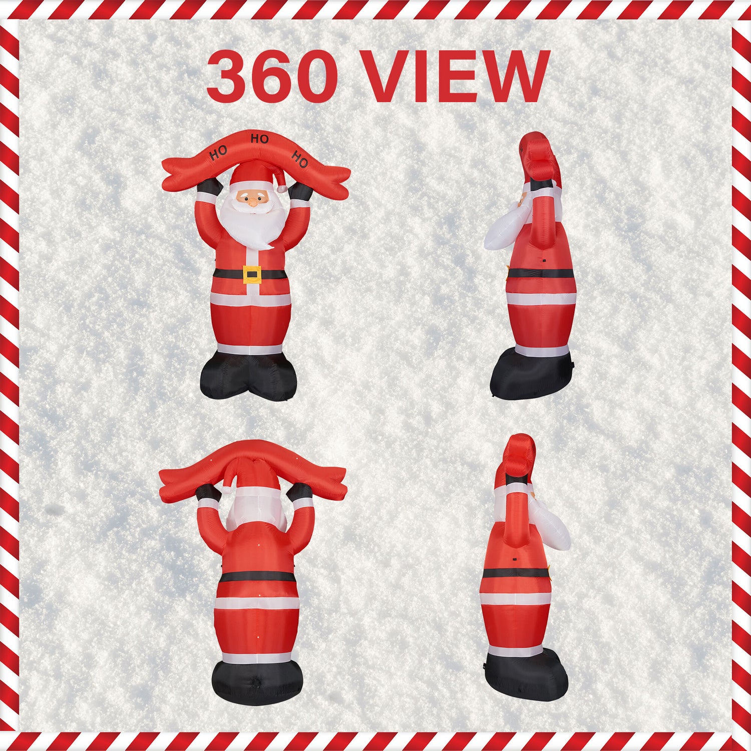 10-Ft. Tall Santa Holding HO HO HO Sign, Outdoor Blow-Up Christmas Inflatable with Lights and Storage Bag