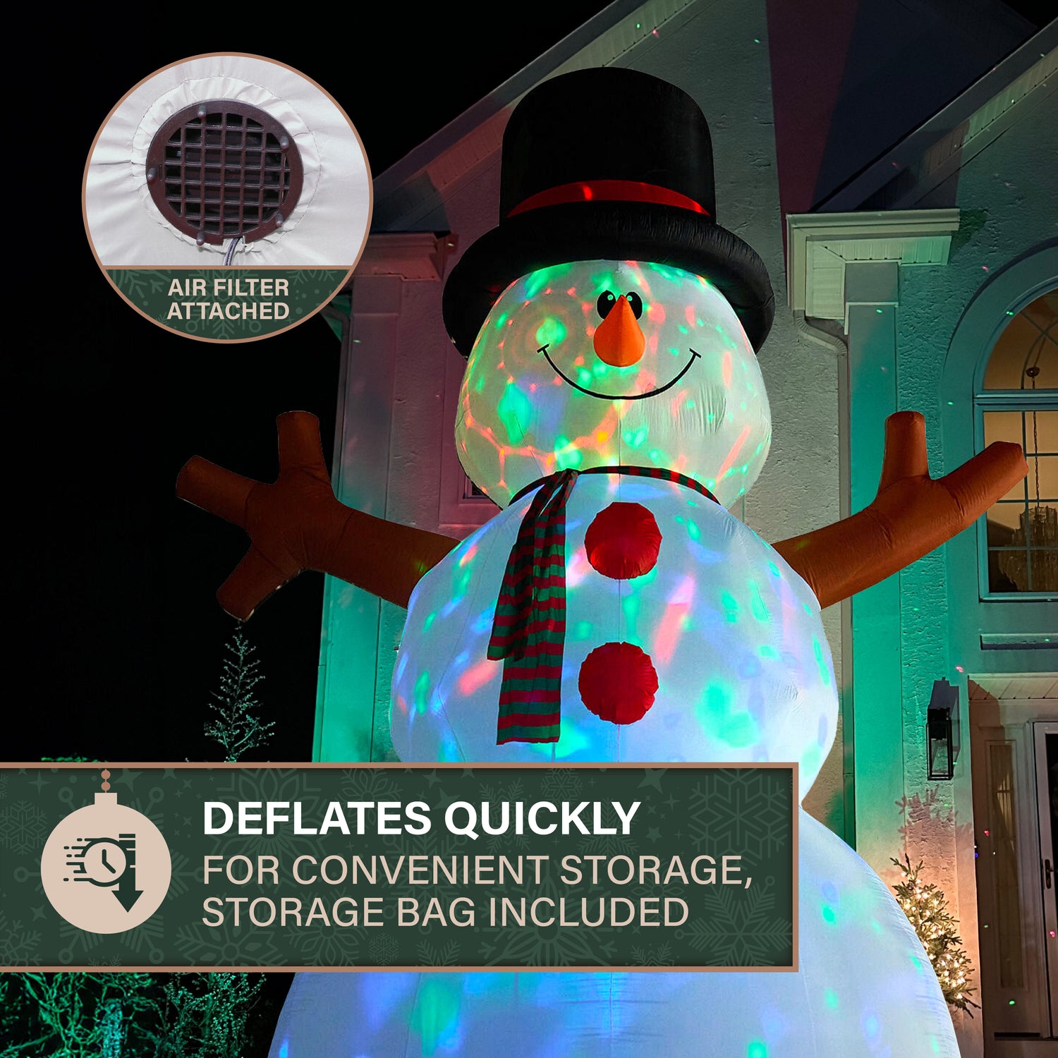 20-Ft. Tall Prelit Snowman Inflatable with RGB Lights