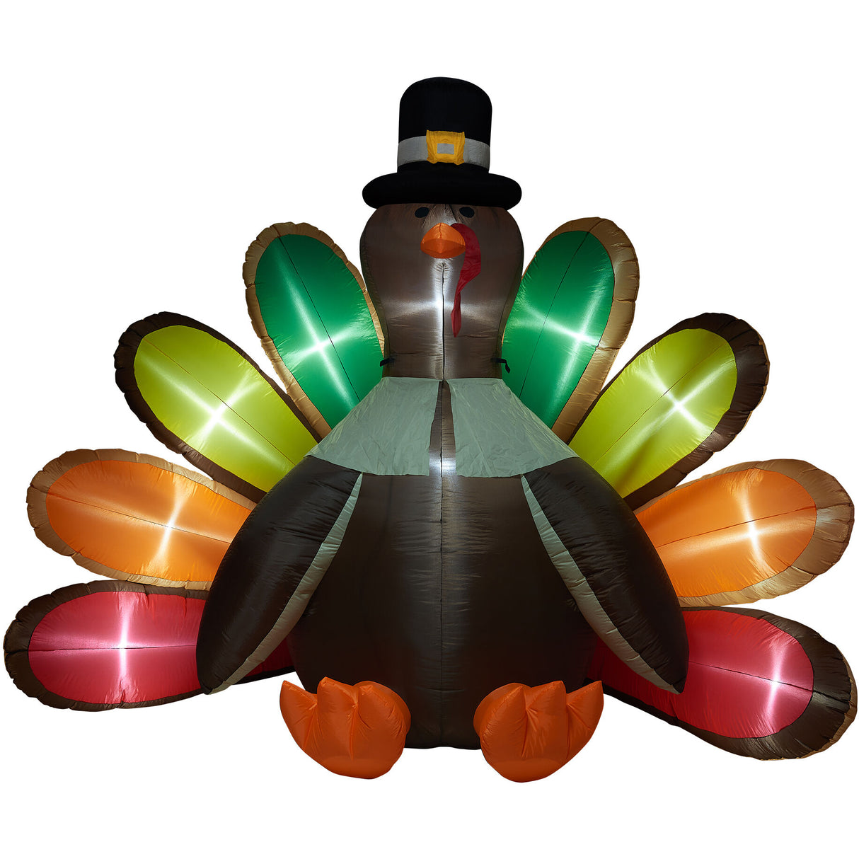 8-Ft. Wide Turkey Blow-Up Inflatable w/ Lights, Festive Party Decor for Thanksgiving, Harvest Celebrations, and Friendsgiving