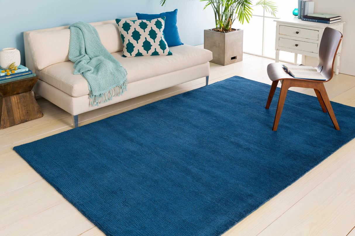 Brockton Solid Blue Wool Rug