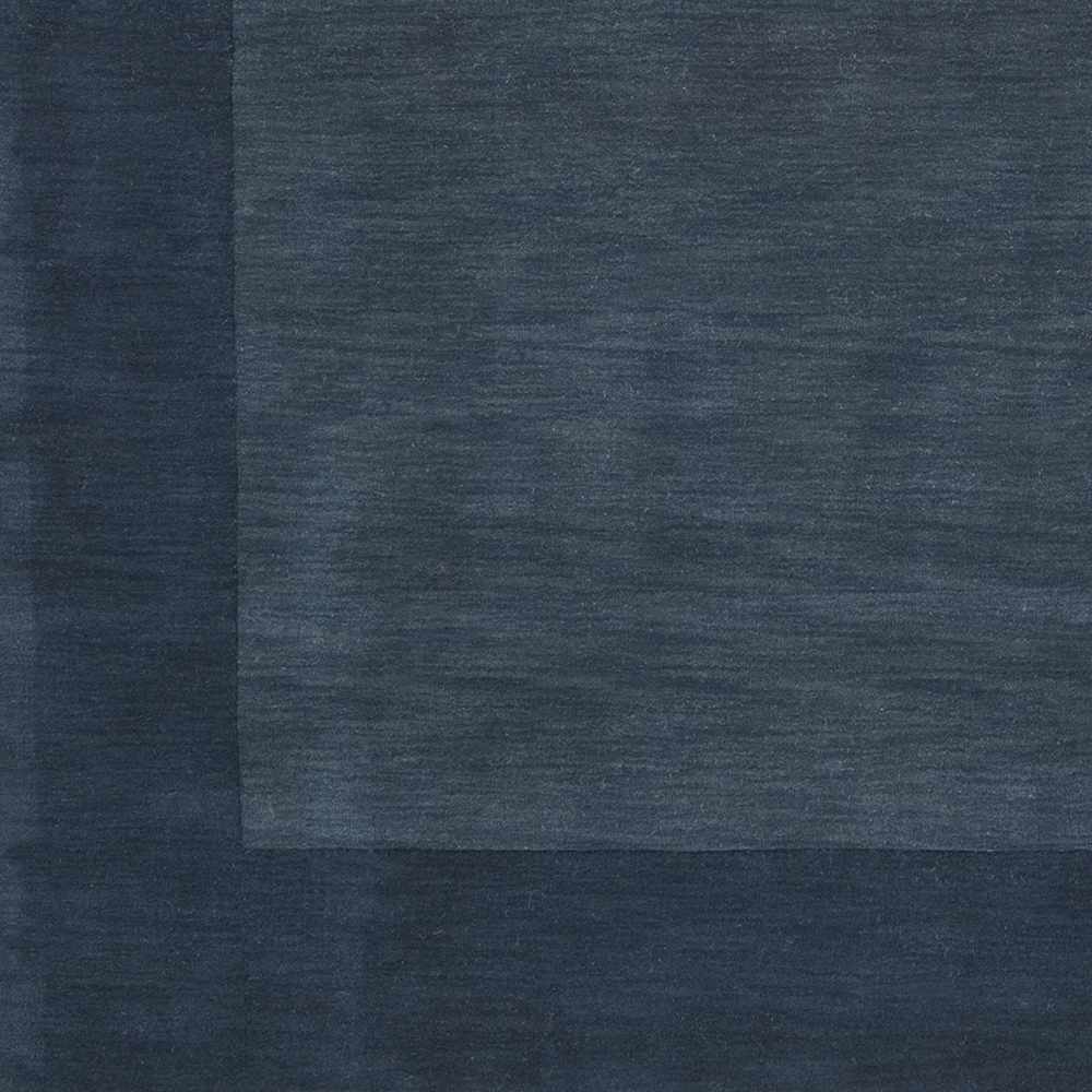 Bordered Solid Ink Blue Wool Rug