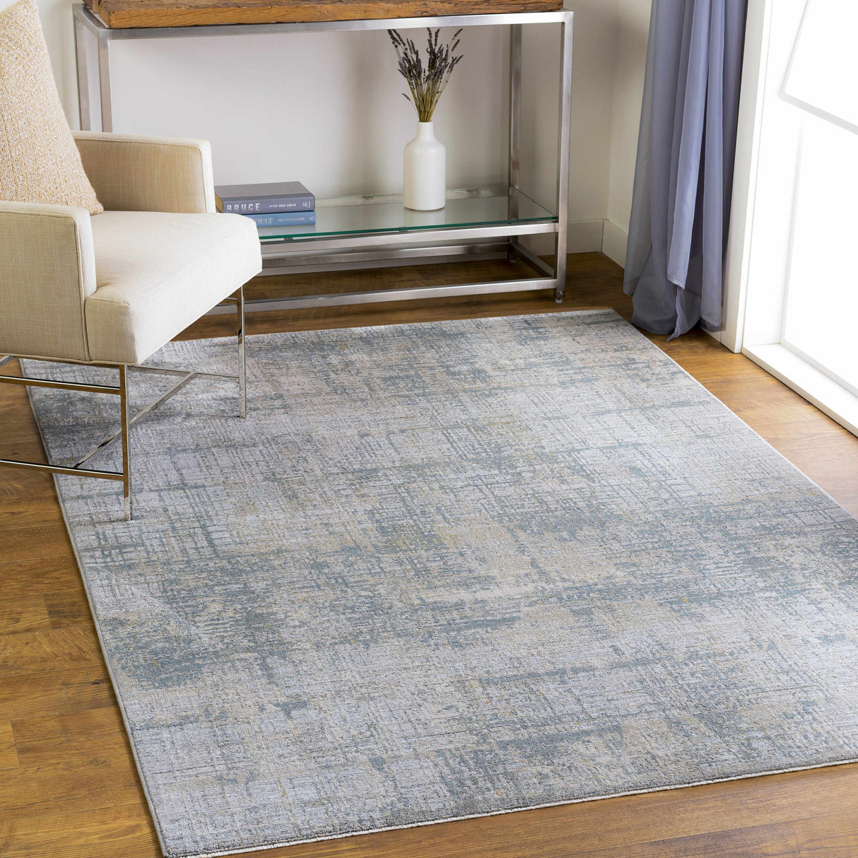 Fallin Gray Abstract Striped Luxe Rug