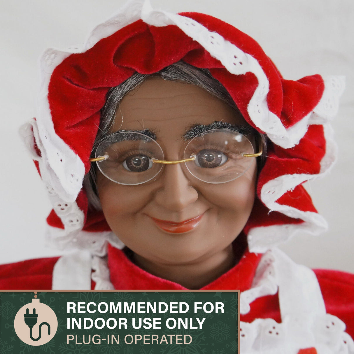 3-Ft. African American Mrs. Claus Animatronic with Apron and Gift Sack