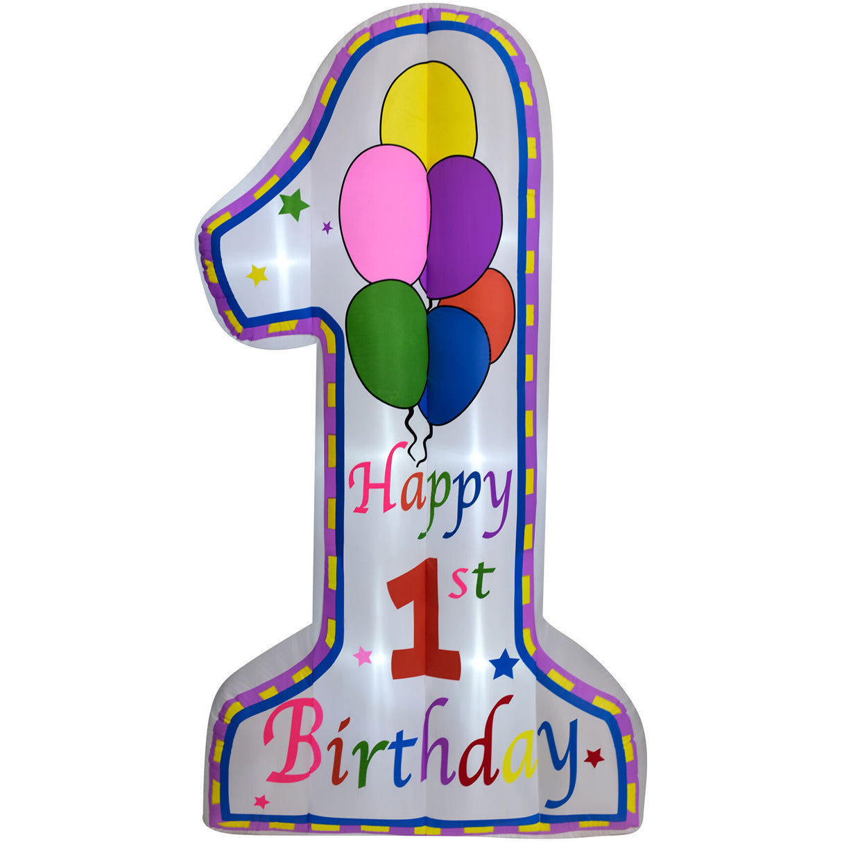 8-Ft. Tall First Birthday Outdoor Blow-Up Inflatable with Lights and Storage Bag