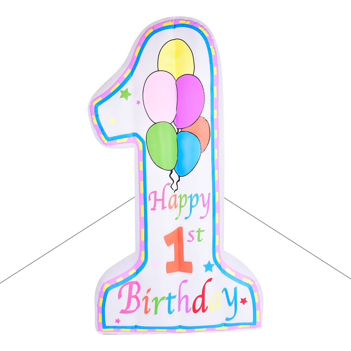 8-Ft. Tall First Birthday Outdoor Blow-Up Inflatable with Lights and Storage Bag