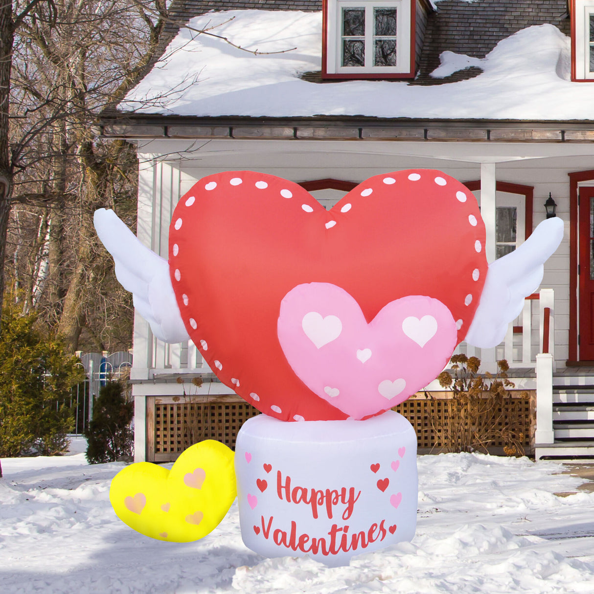 5-Ft. Light Up Valentine's Day Flying Hearts with Wings Inflatable