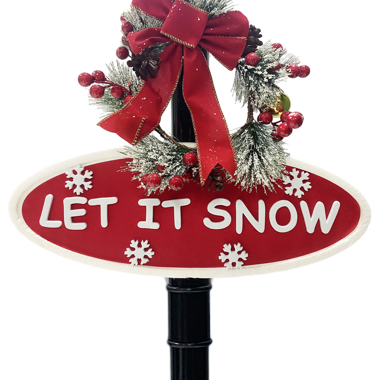 71-in. Musical Snowy Christmas Street Lamp in Black