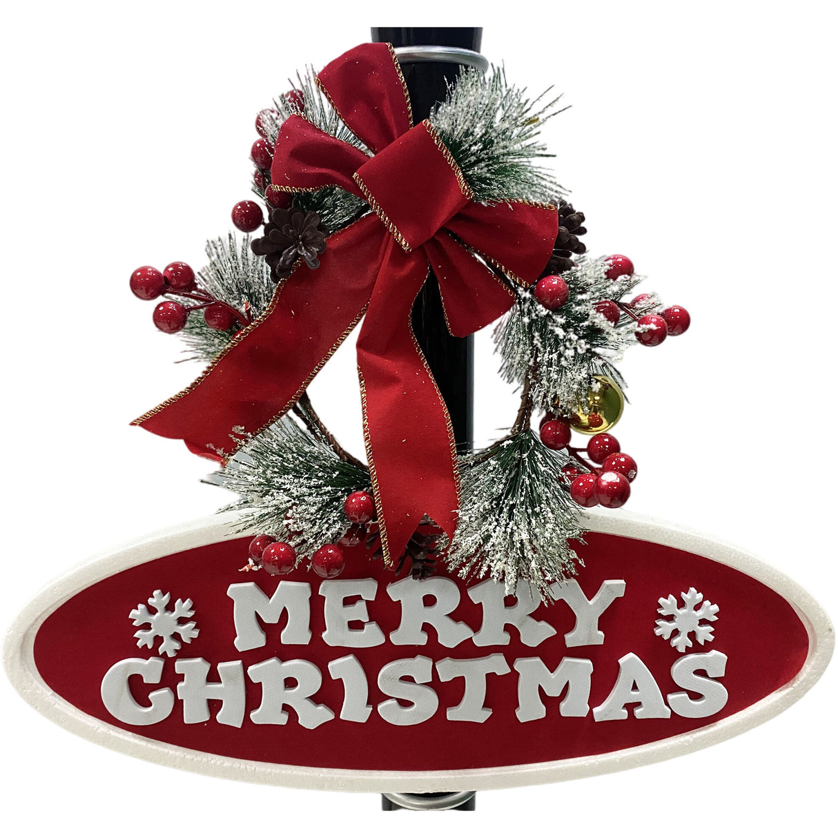 71-in. Musical Snowy Christmas Street Lamp in Black
