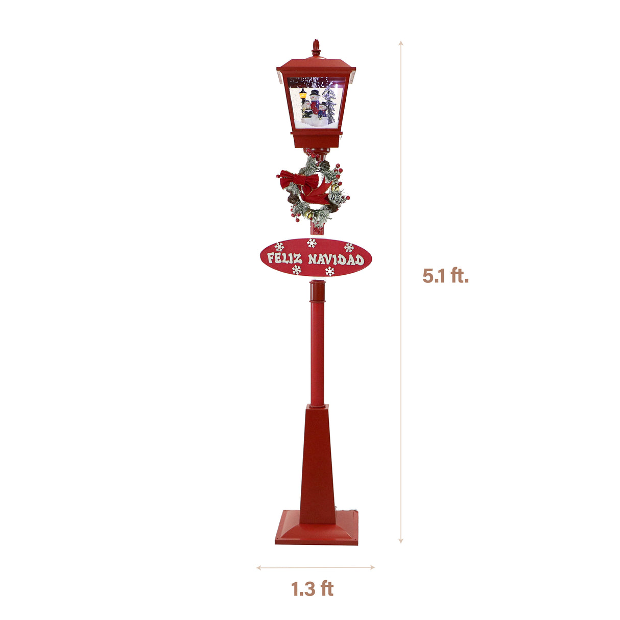Fraser Hill Farm 71-in Musical Snowy Christmas Lantern Red