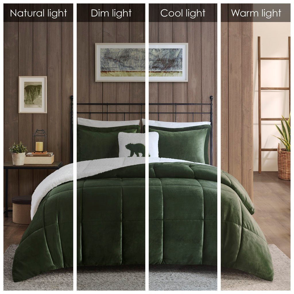 Full/queen plush to sherpa down alternative comforter set - Tuesday Morning - Quilts & Comforters