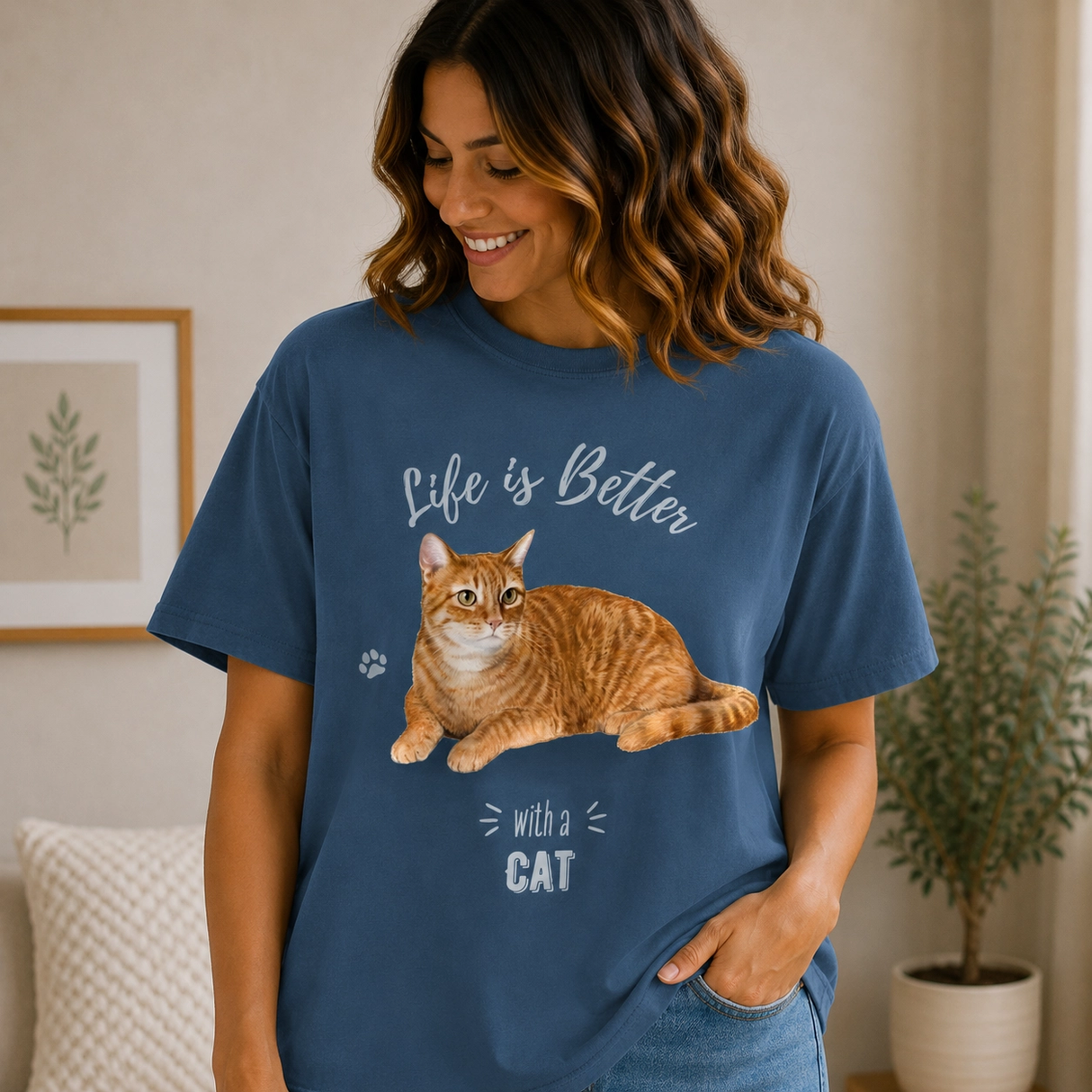 Life is Better with a Orange Tabby T-Shirt -