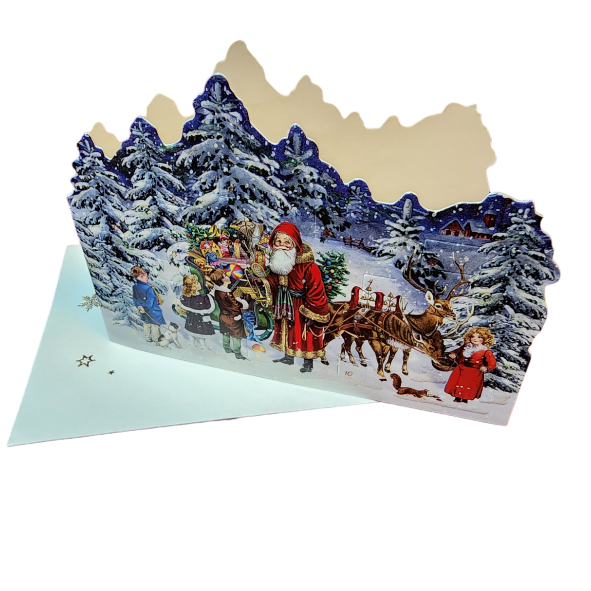 Diecut Santa And His Sleigh Advent Card With Envelope