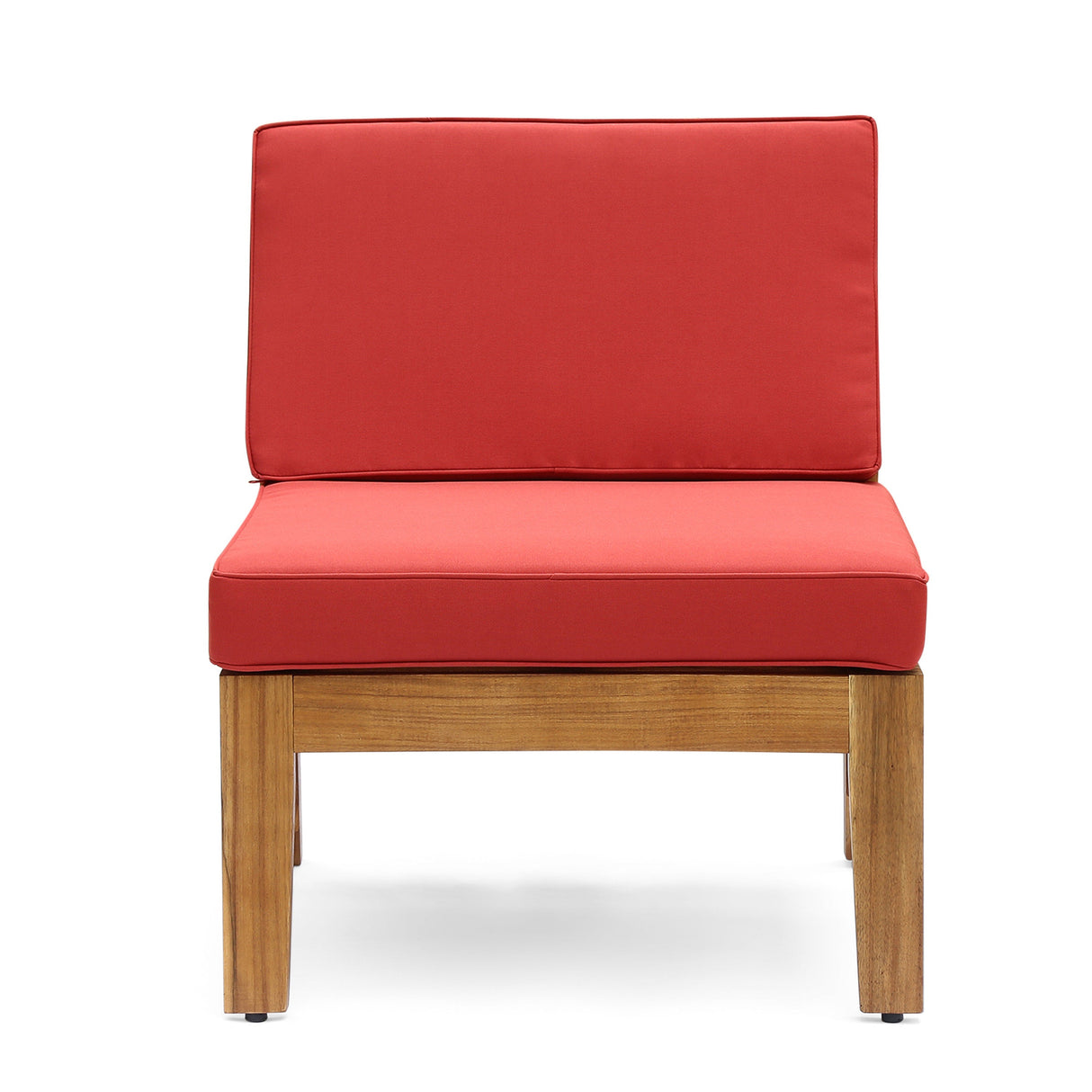 Grenada 8 Seater Acacia Wood Sectional Sofa Set, Teak + Red