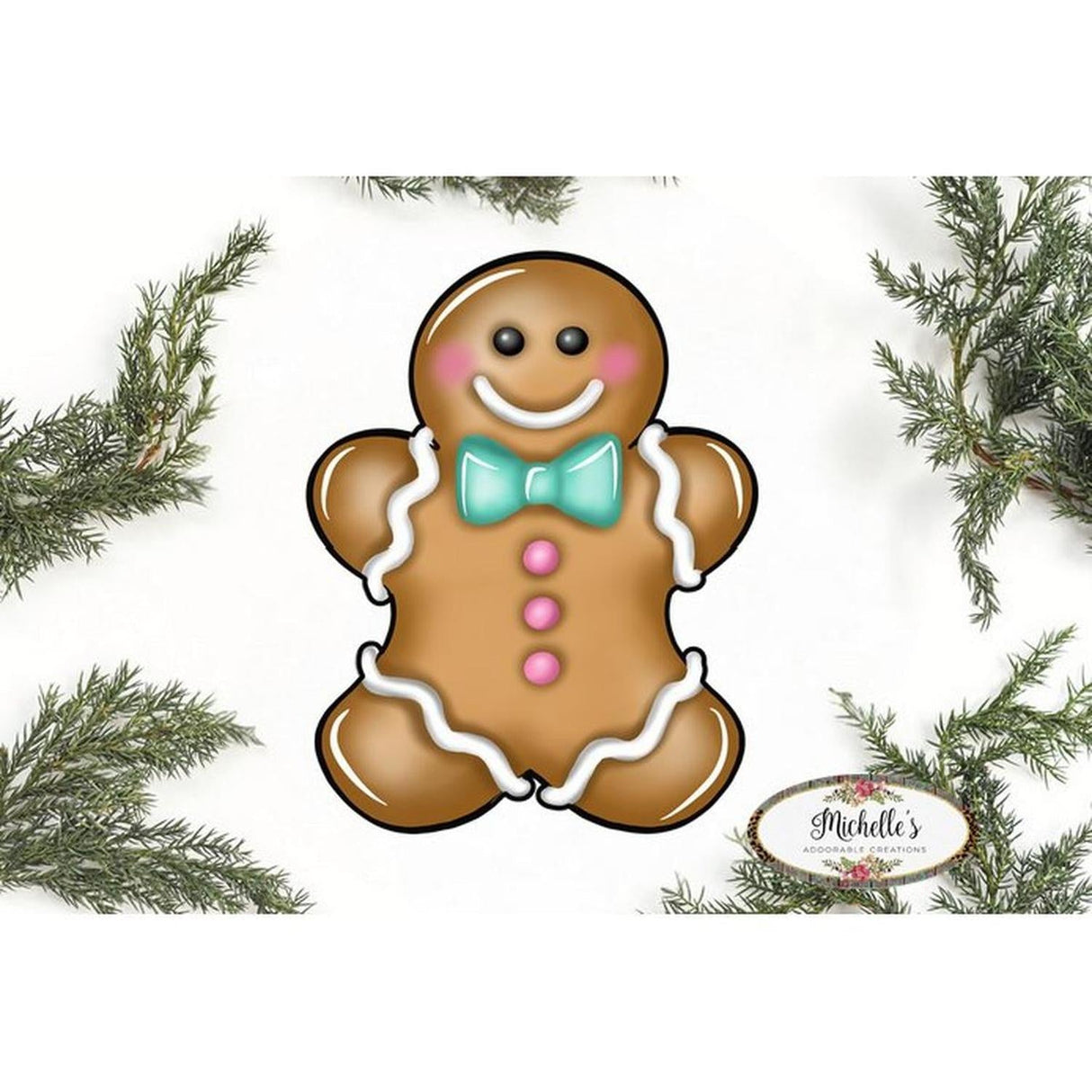 Gingerbread Boy Blue Teal Sign GBB3- Wreath Enhancement