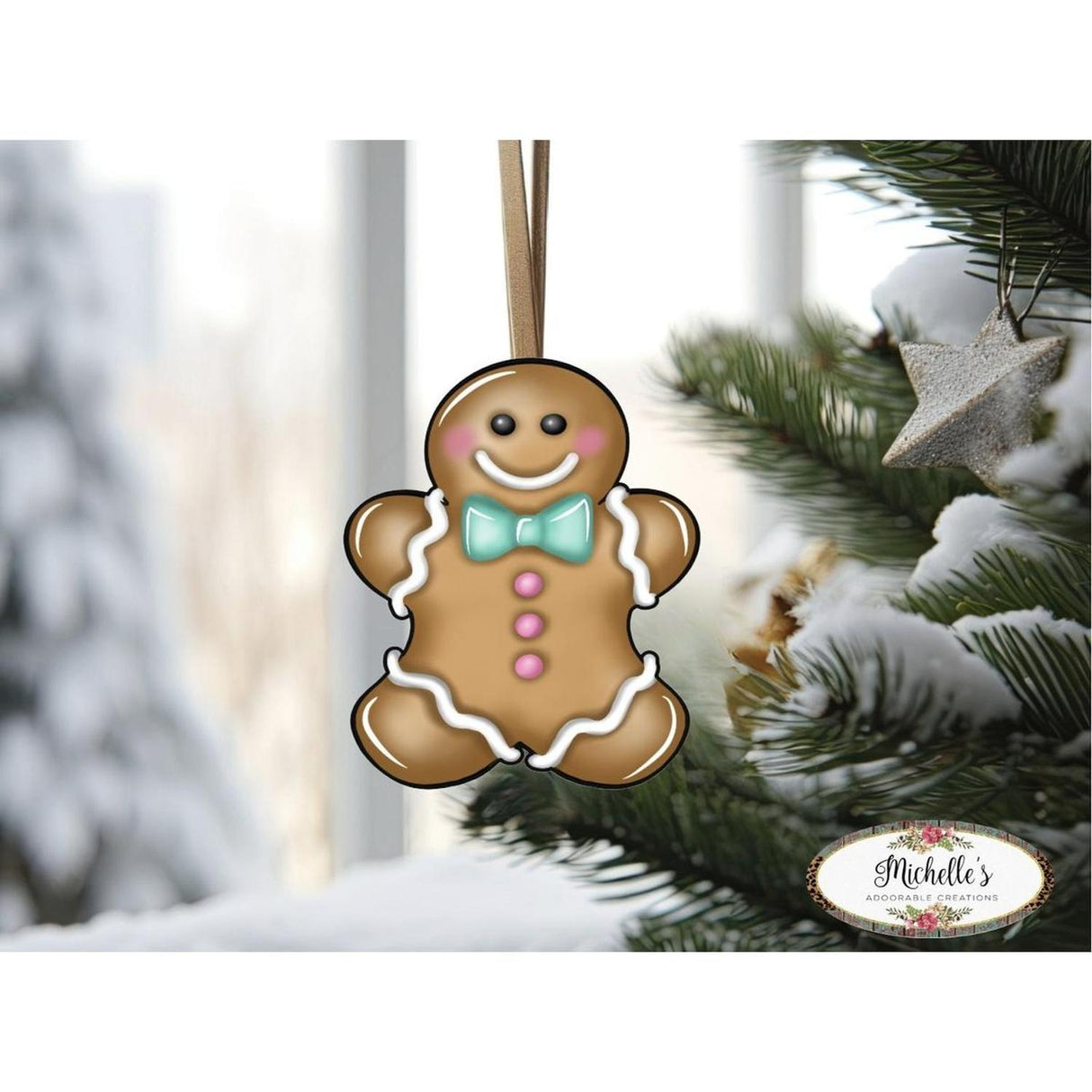 Gingerbread Boy Blue Teal Sign GBB3- Wreath Enhancement