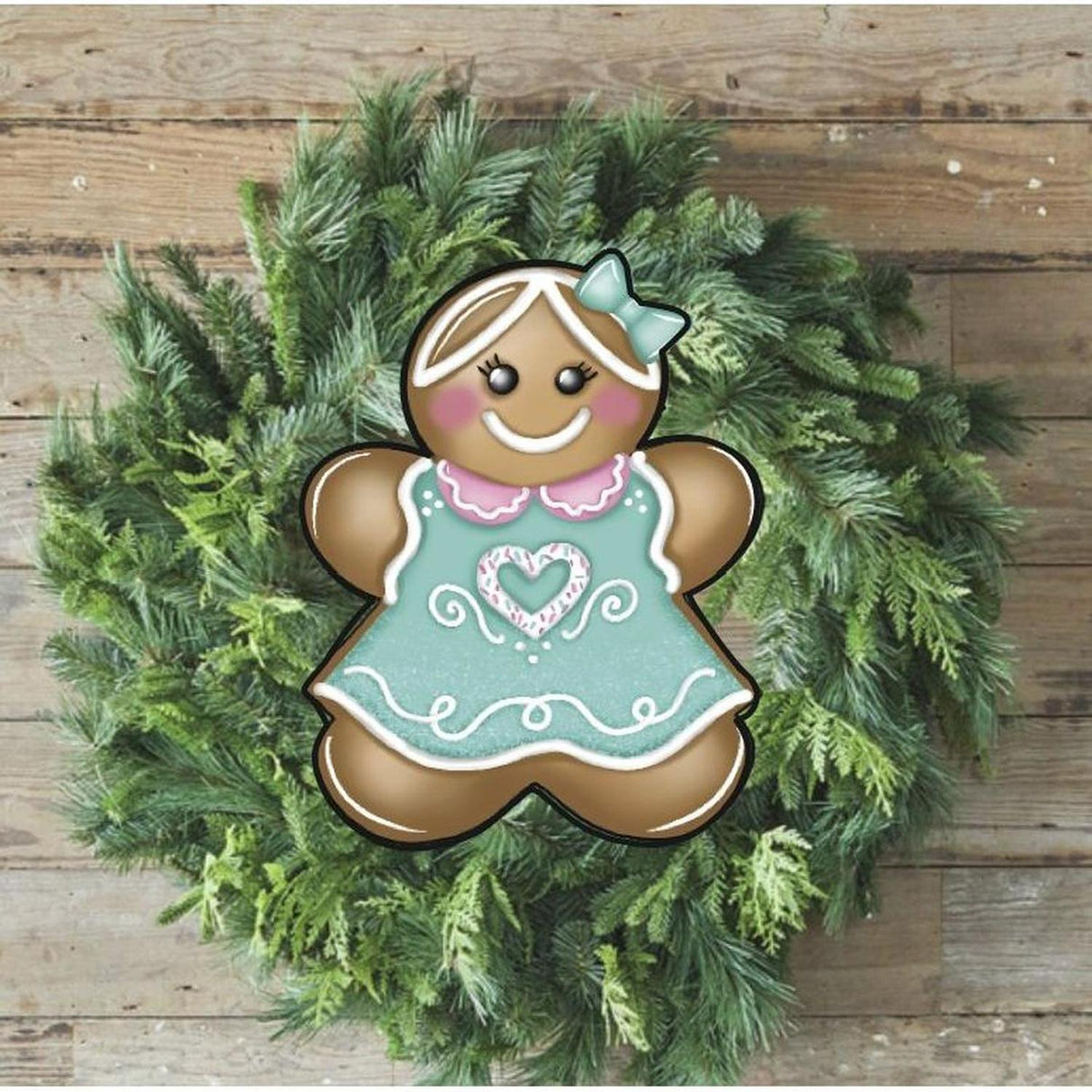 Gingerbread Girl Mint Green Sign GBG3- Wreath Enhancement