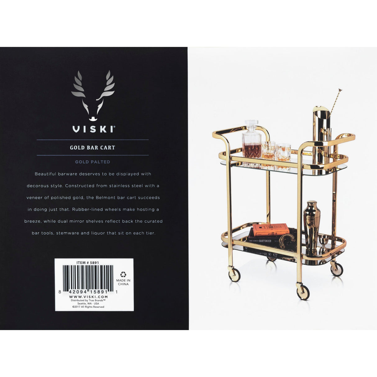 Gold Bar Cart by Viski® - Tuesday Morning - Carts & Islands