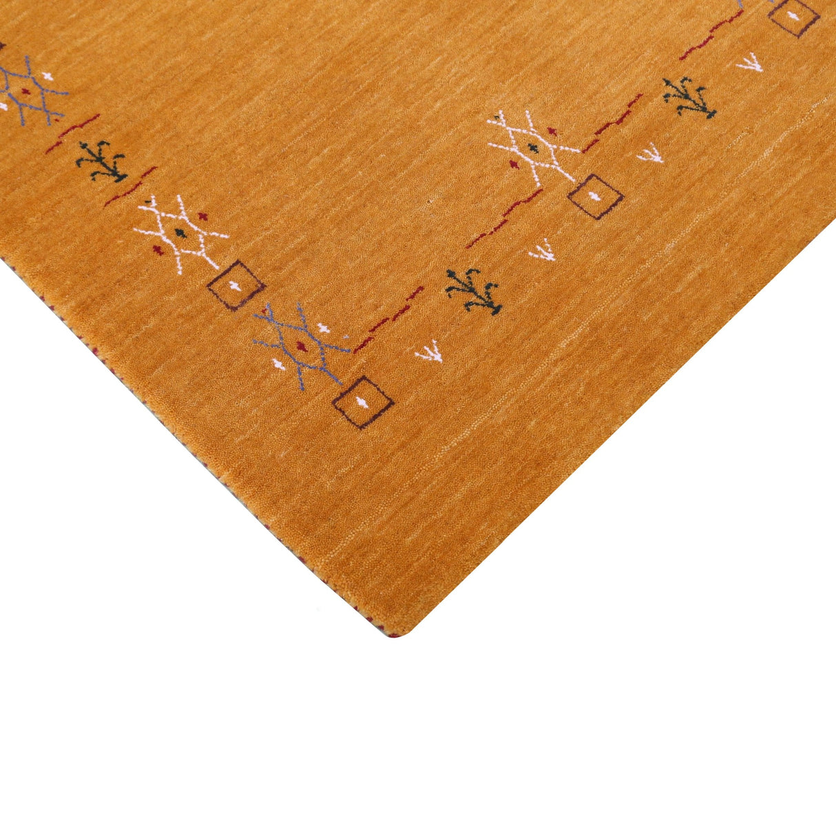Gold Contemporary Gabbeh Border Design Hand Loomed Wool Area Rug