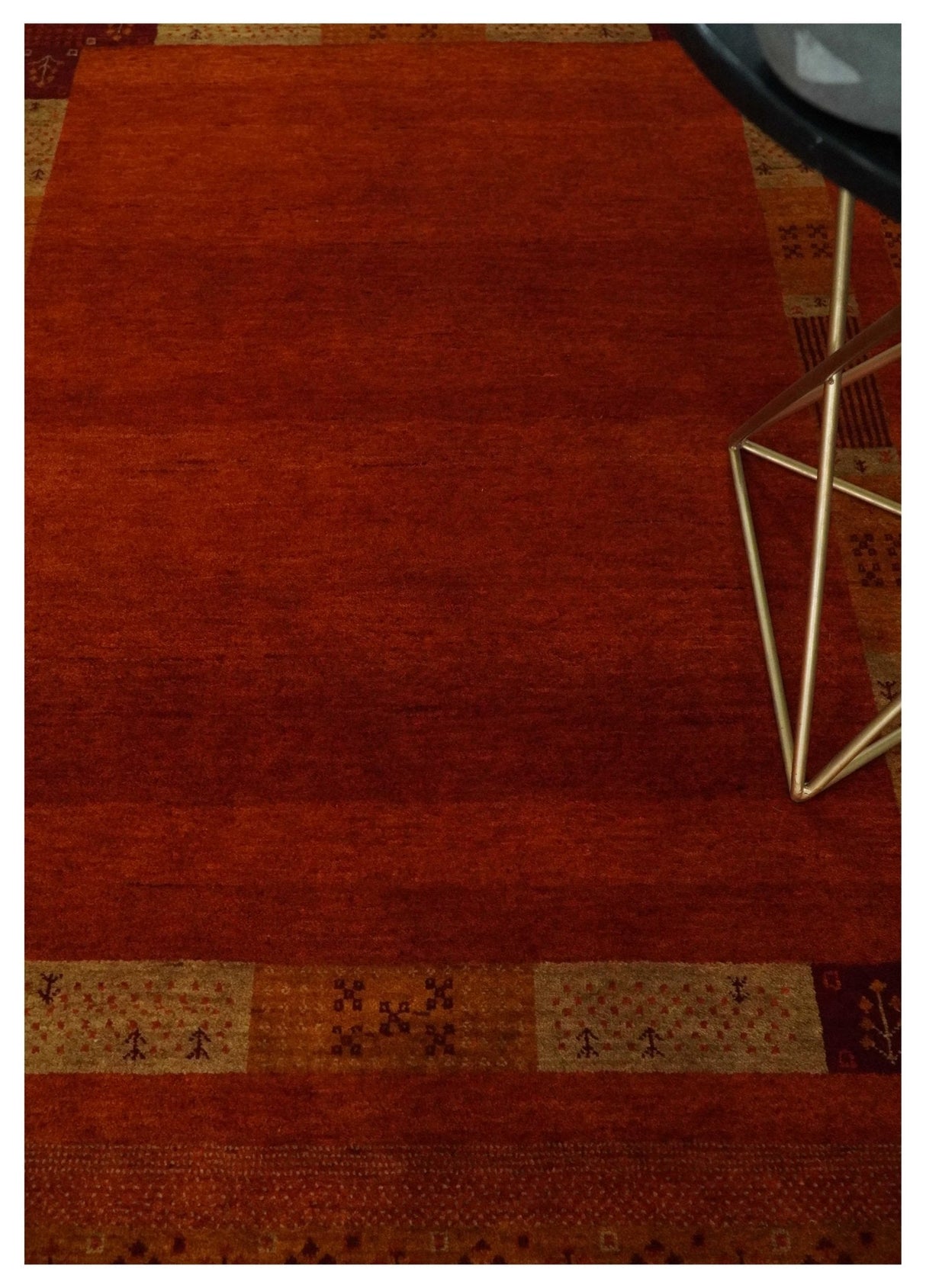 5x7 Gold and Rust Hand Woven Southwestern Lori Gabbeh Wool Rug