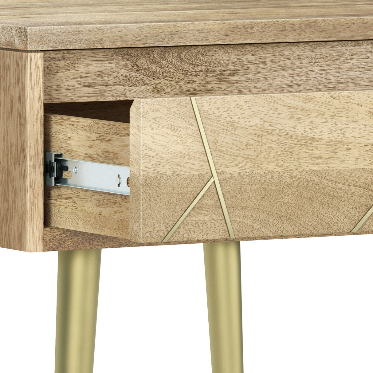Graceful Side Table with Drawer and Metal Legs - Side Tables