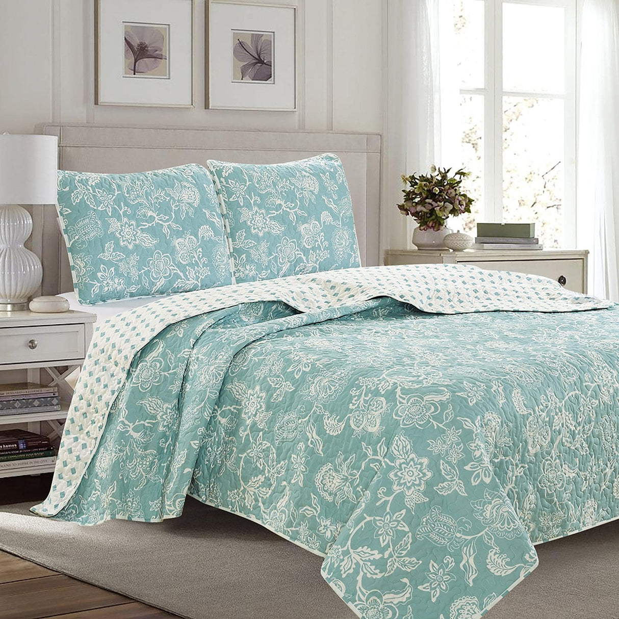 3-Piece Floral Quilt - Emma Collection