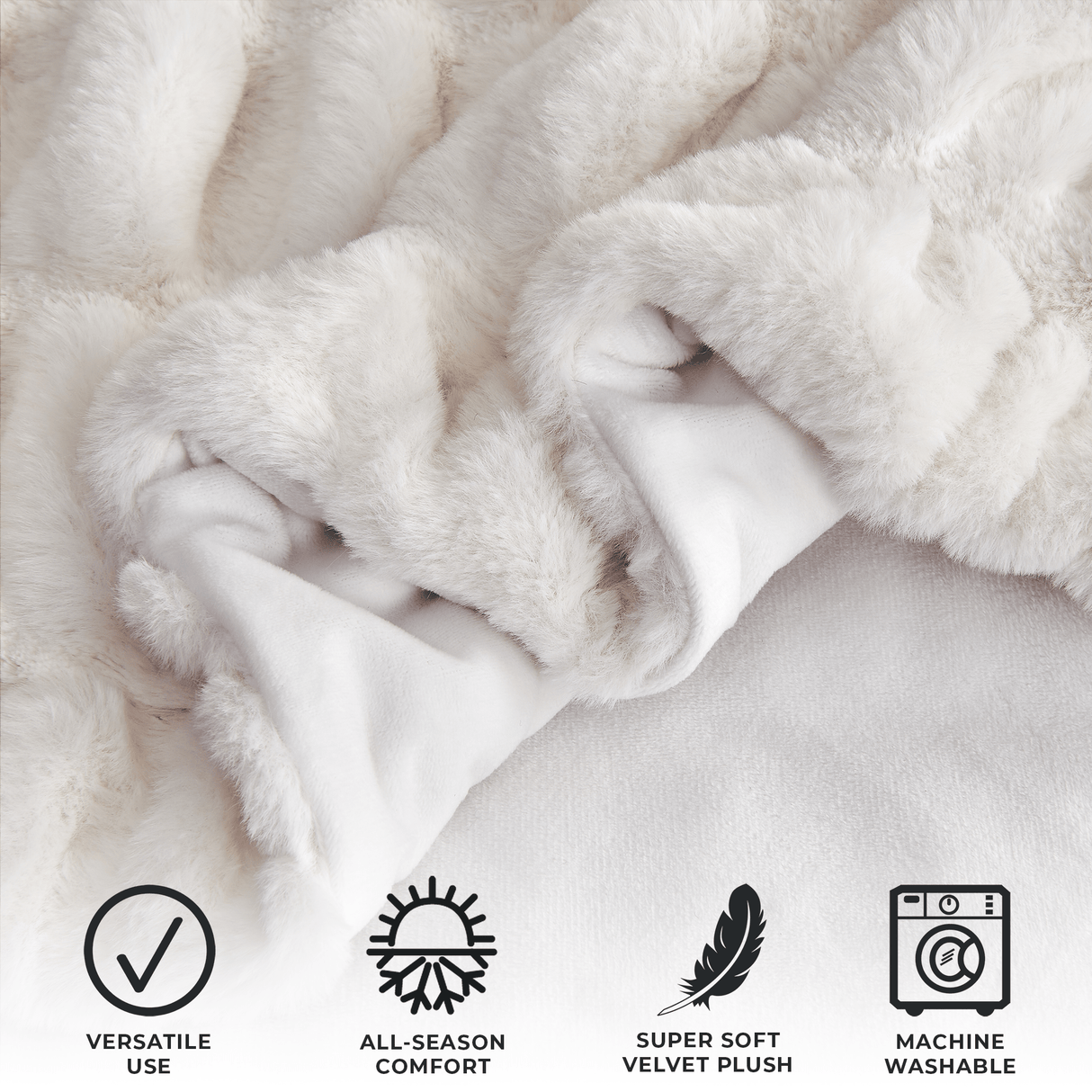 Ruched Faux Fur Throw Blanket - Alondra Collection