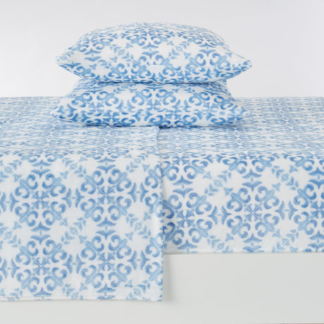 4-Piece-Printed-Plush-Sheet-Velvet-Luxe-Lattice-Collection-Bed-Sheets