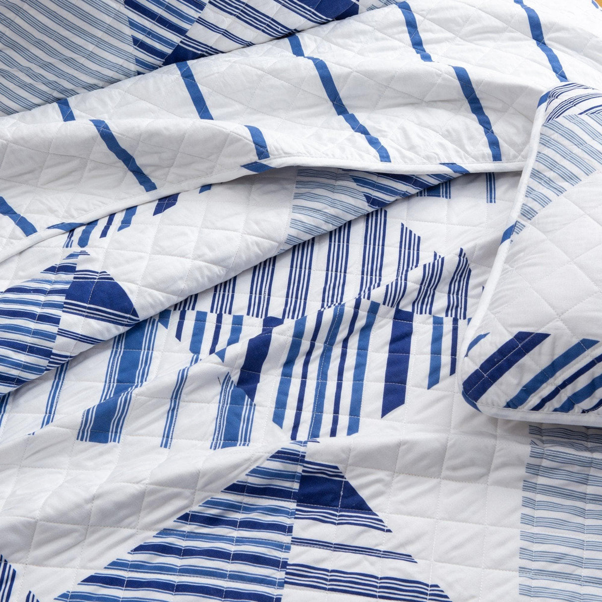 3-Piece Navy Stripe Quilt - Midnight Bay Collection