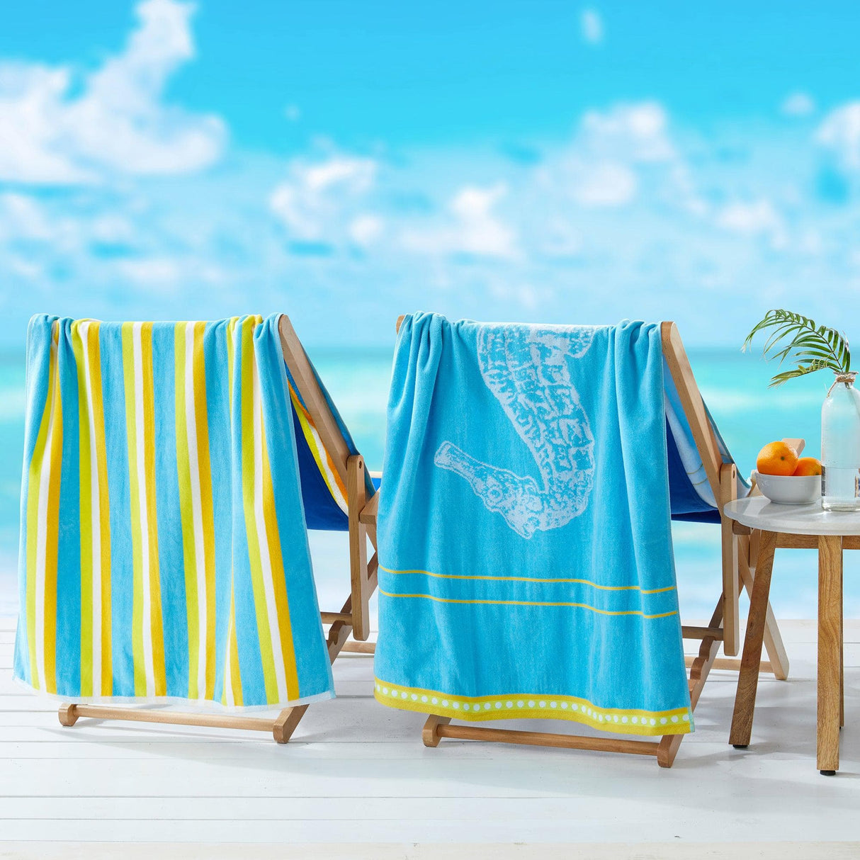 2 Pack 100% Cotton Jacquard Beach Towels - Playa Collection