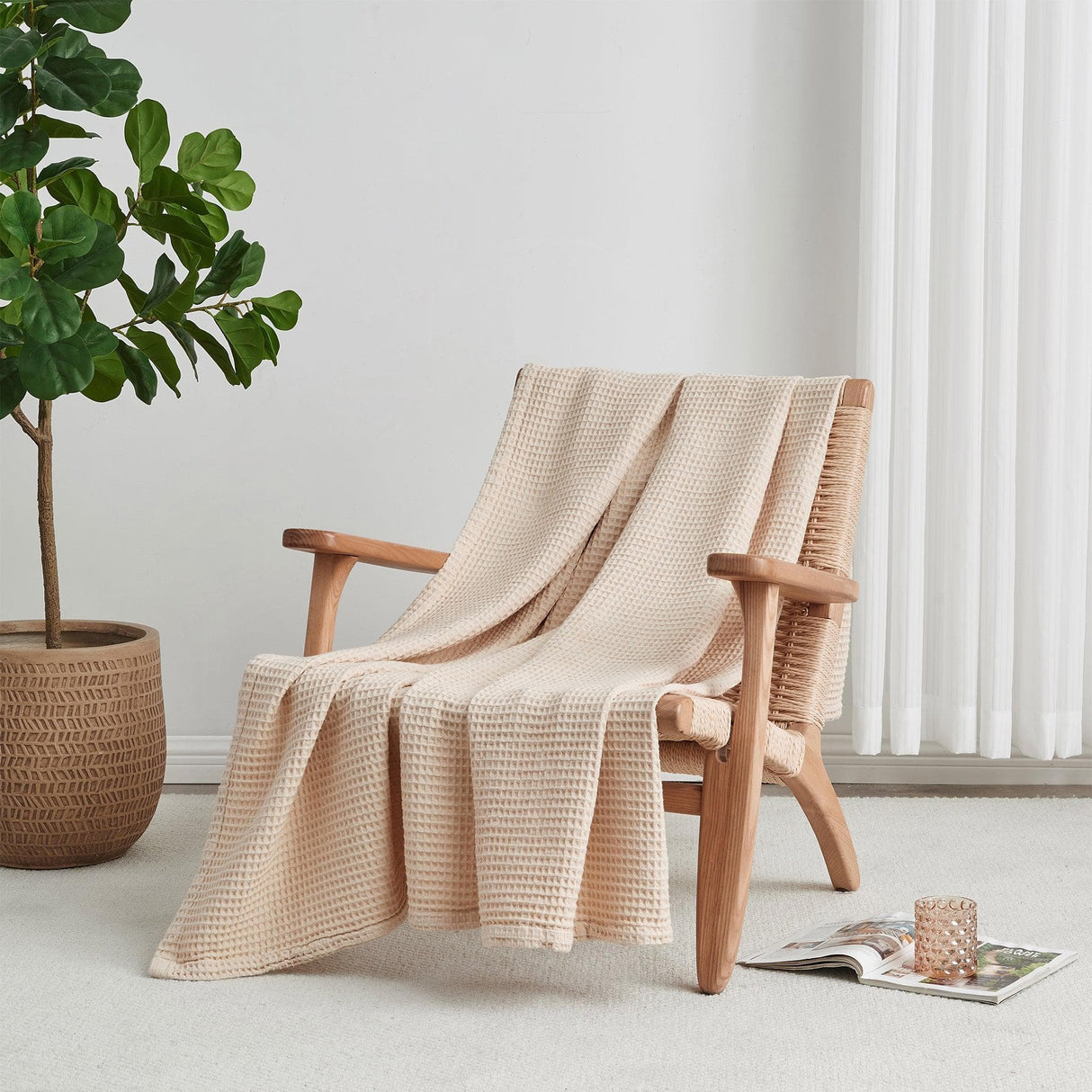 100% Cotton Waffle Weave Blanket - Mikala Collection