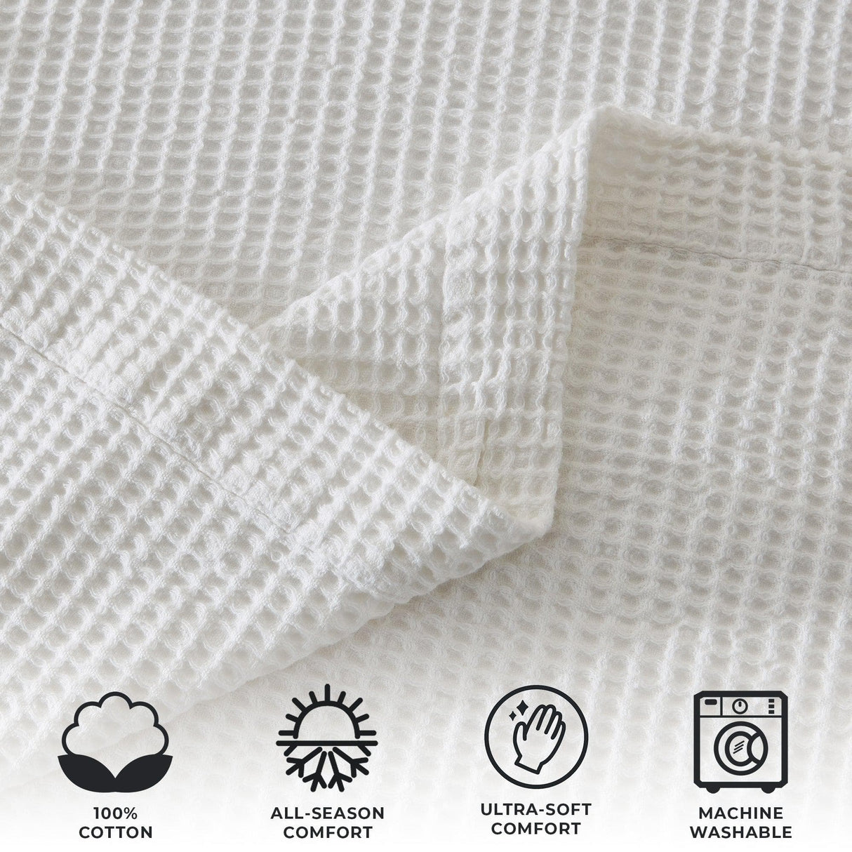 100% Cotton Waffle Weave Blanket - Mikala Collection
