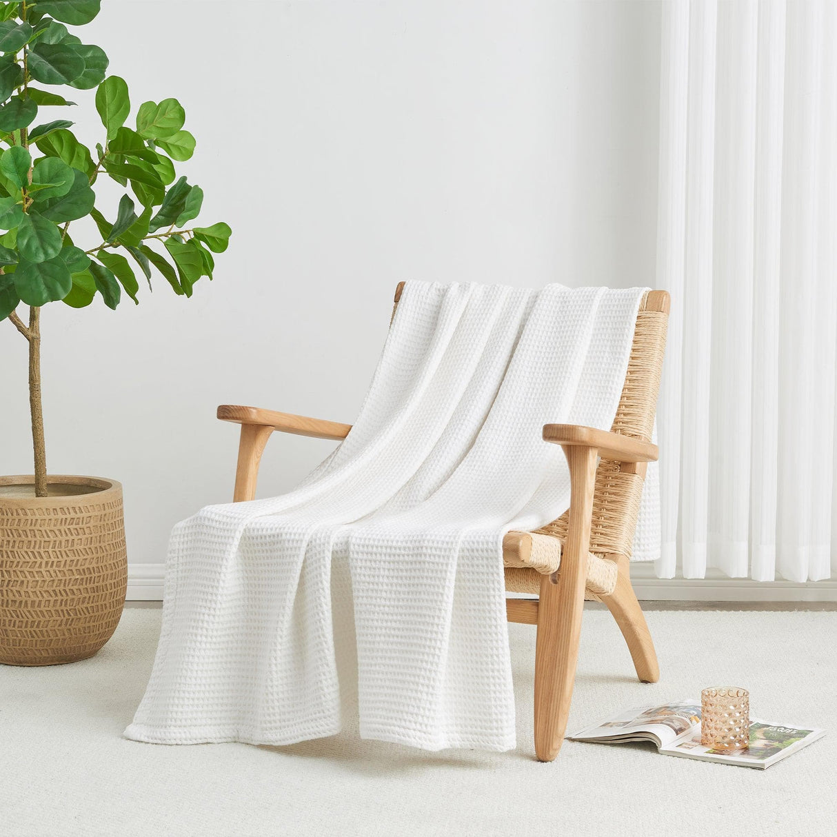 100% Cotton Waffle Weave Blanket - Mikala Collection