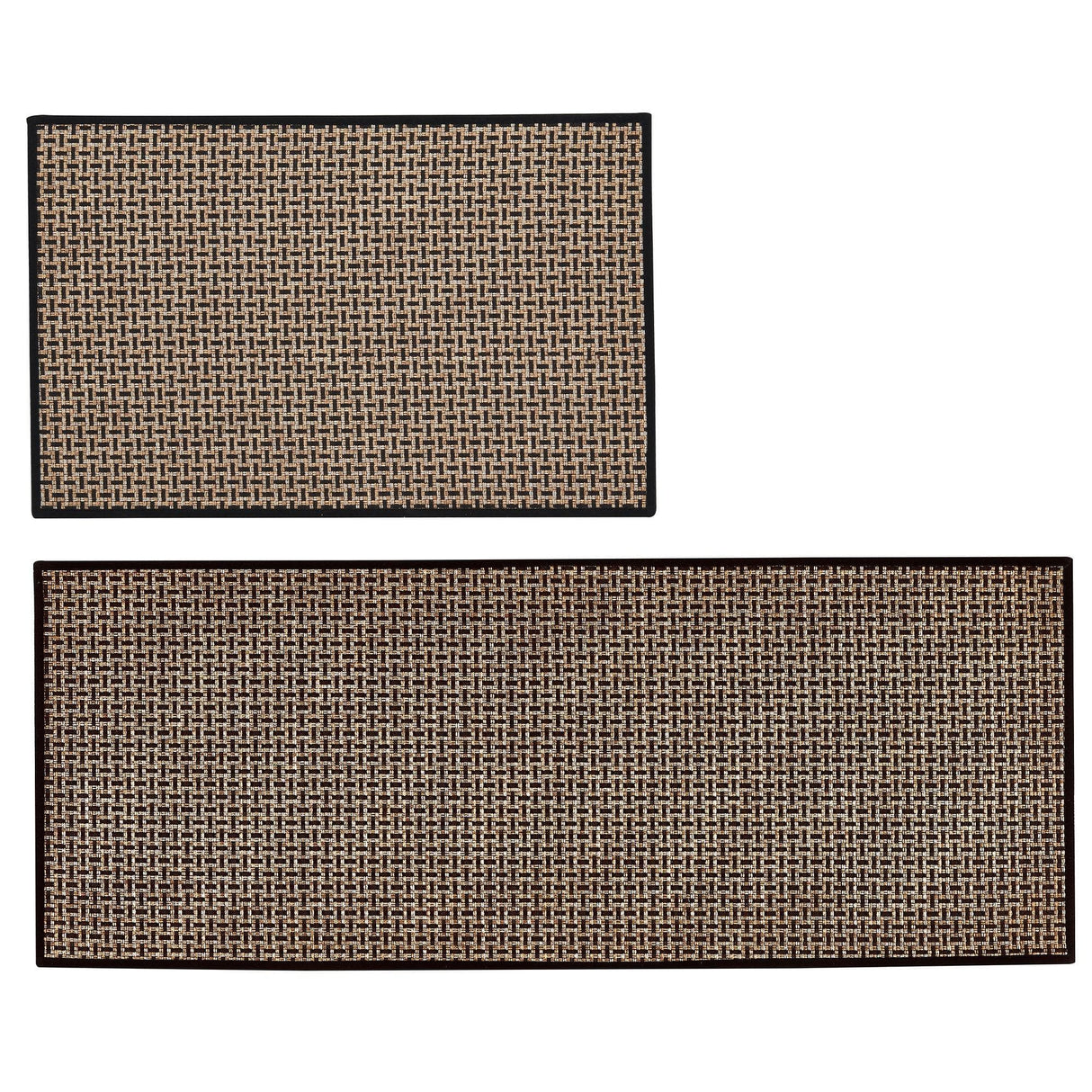 2 Pack Woven Bordered Machine Washable Accent Area Rug & Runner